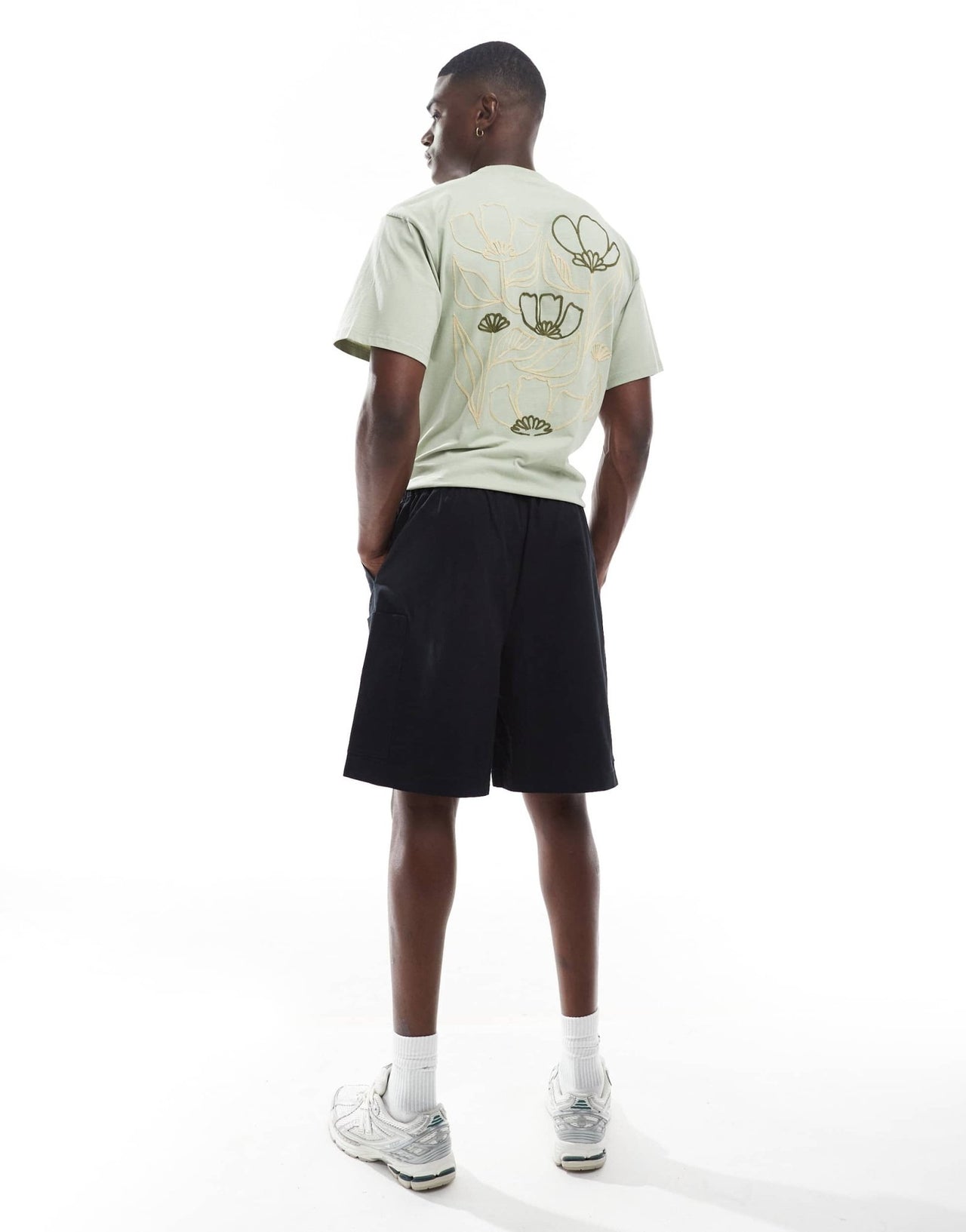 ASOS DESIGN mid length cargo shorts with patch detail in black - ASOS Sample Sale