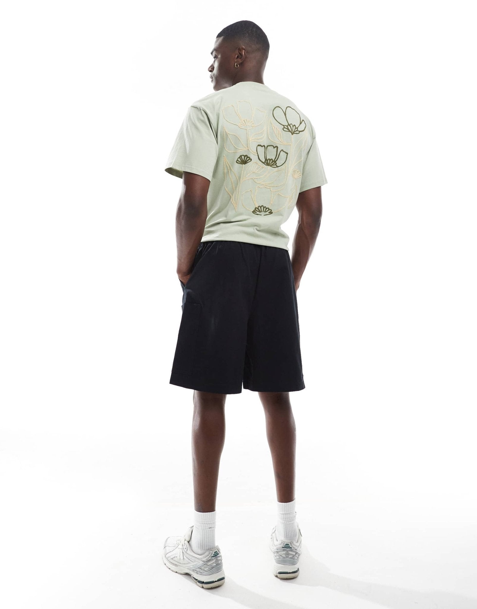 ASOS DESIGN mid length cargo shorts with patch detail in black - ASOS Sample Sale