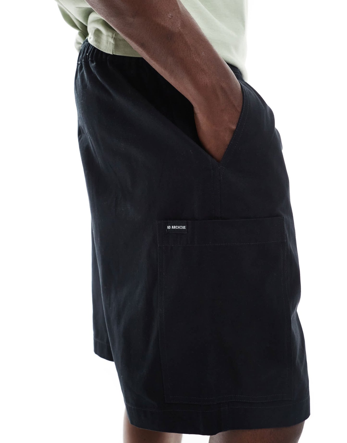 ASOS DESIGN mid length cargo shorts with patch detail in black - ASOS Sample Sale