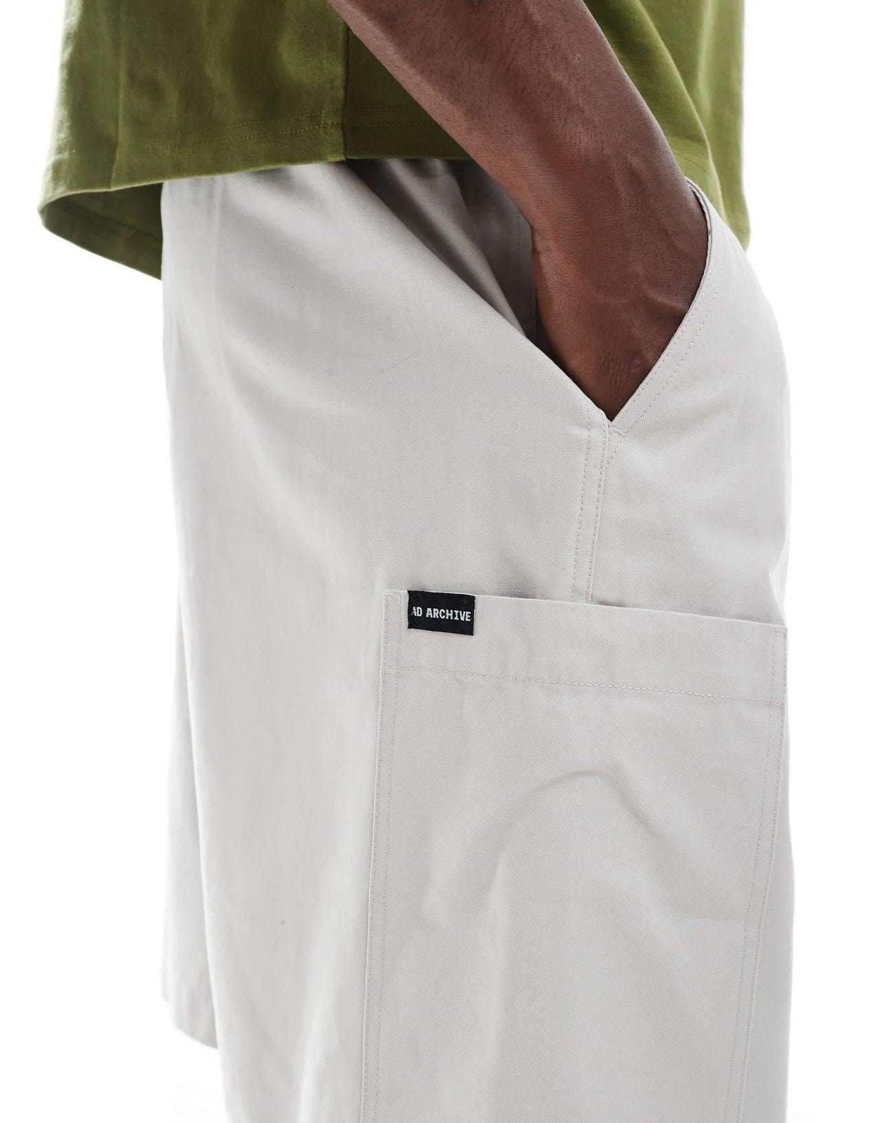 ASOS DESIGN mid length cargo shorts with patch detail in stone - ASOS Sample Sale
