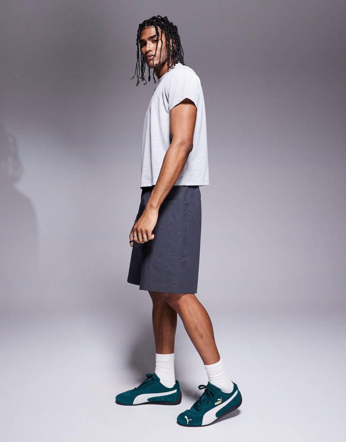 ASOS DESIGN mid length poplin cargo shorts in grey - ASOS Sample Sale