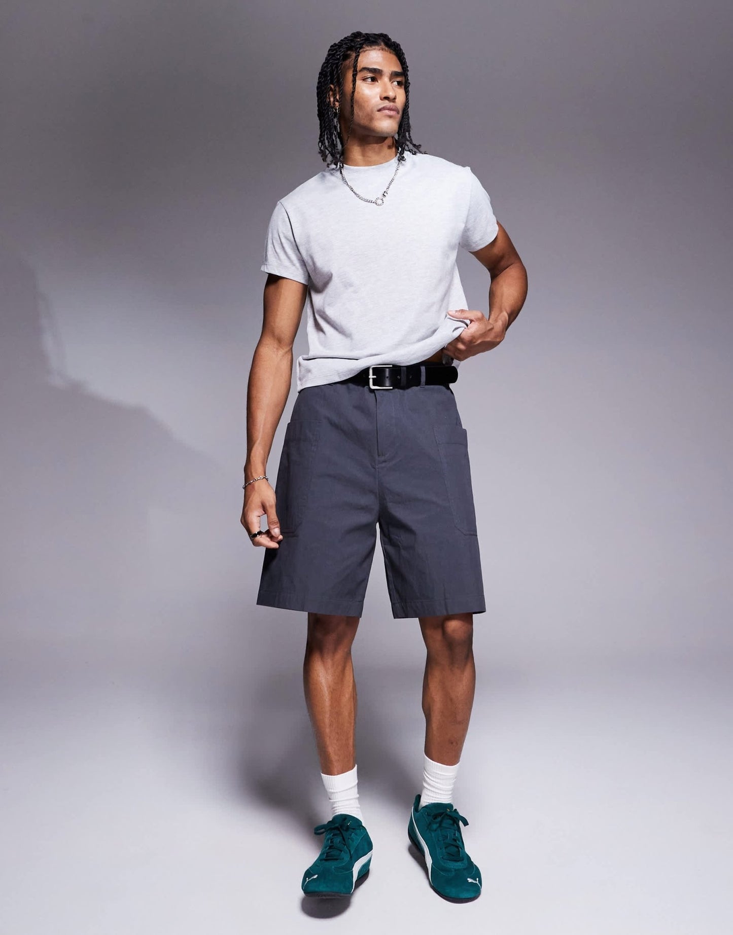 ASOS DESIGN mid length poplin cargo shorts in grey - ASOS Sample Sale
