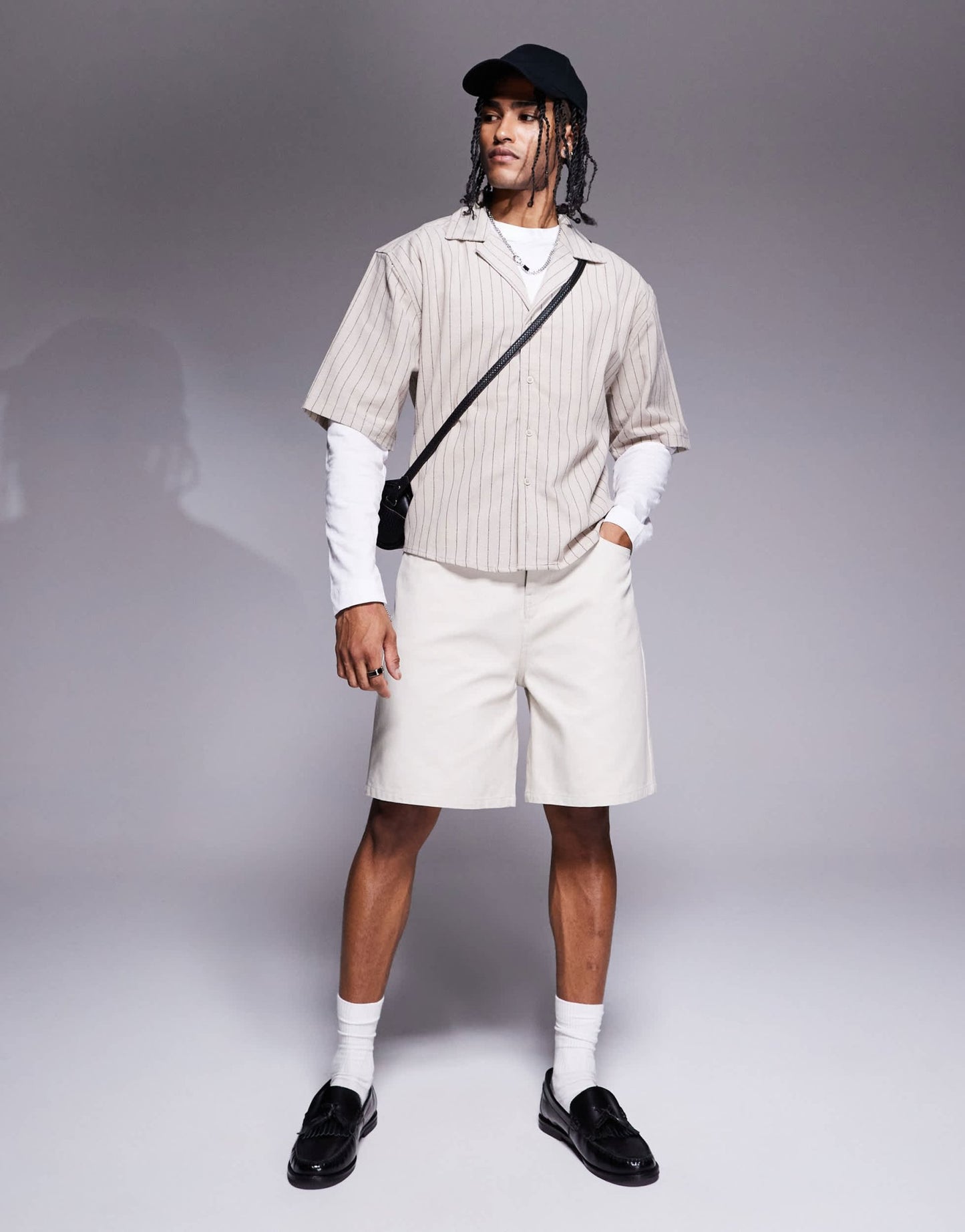 ASOS DESIGN mid length shorts in stone - ASOS Sample Sale