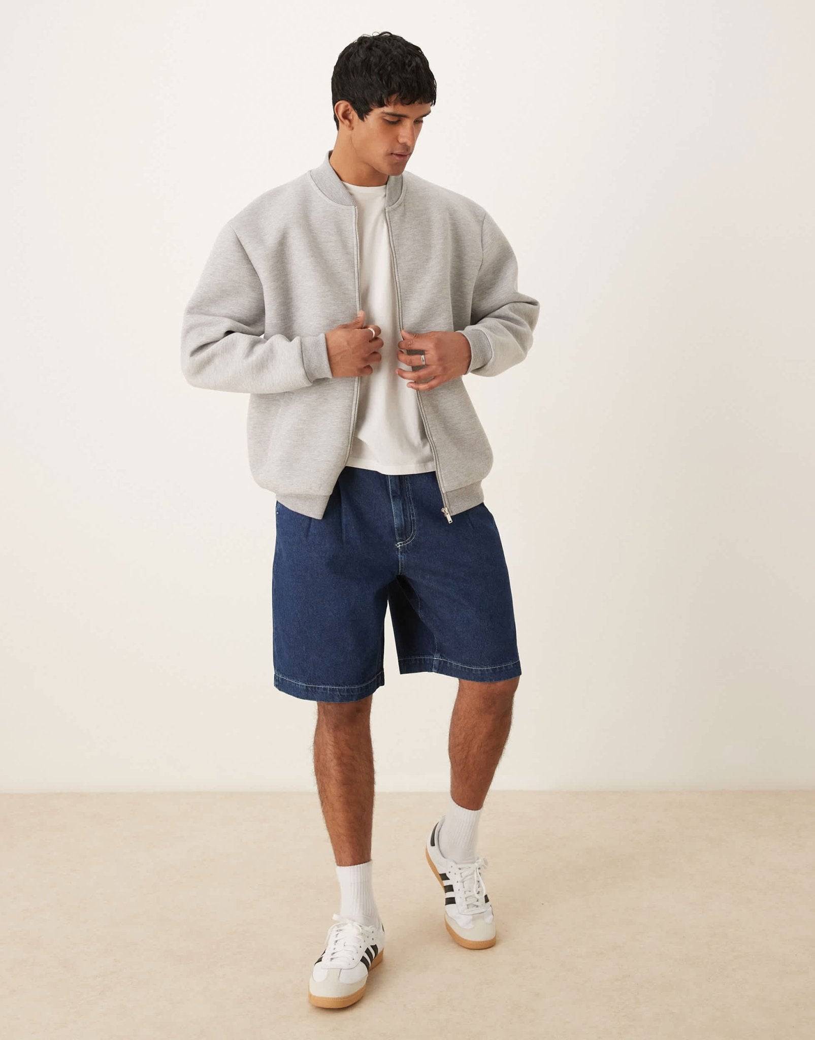 ASOS DESIGN mid length wide denim shorts with pleat in dark wash blue - ASOS Sample Sale