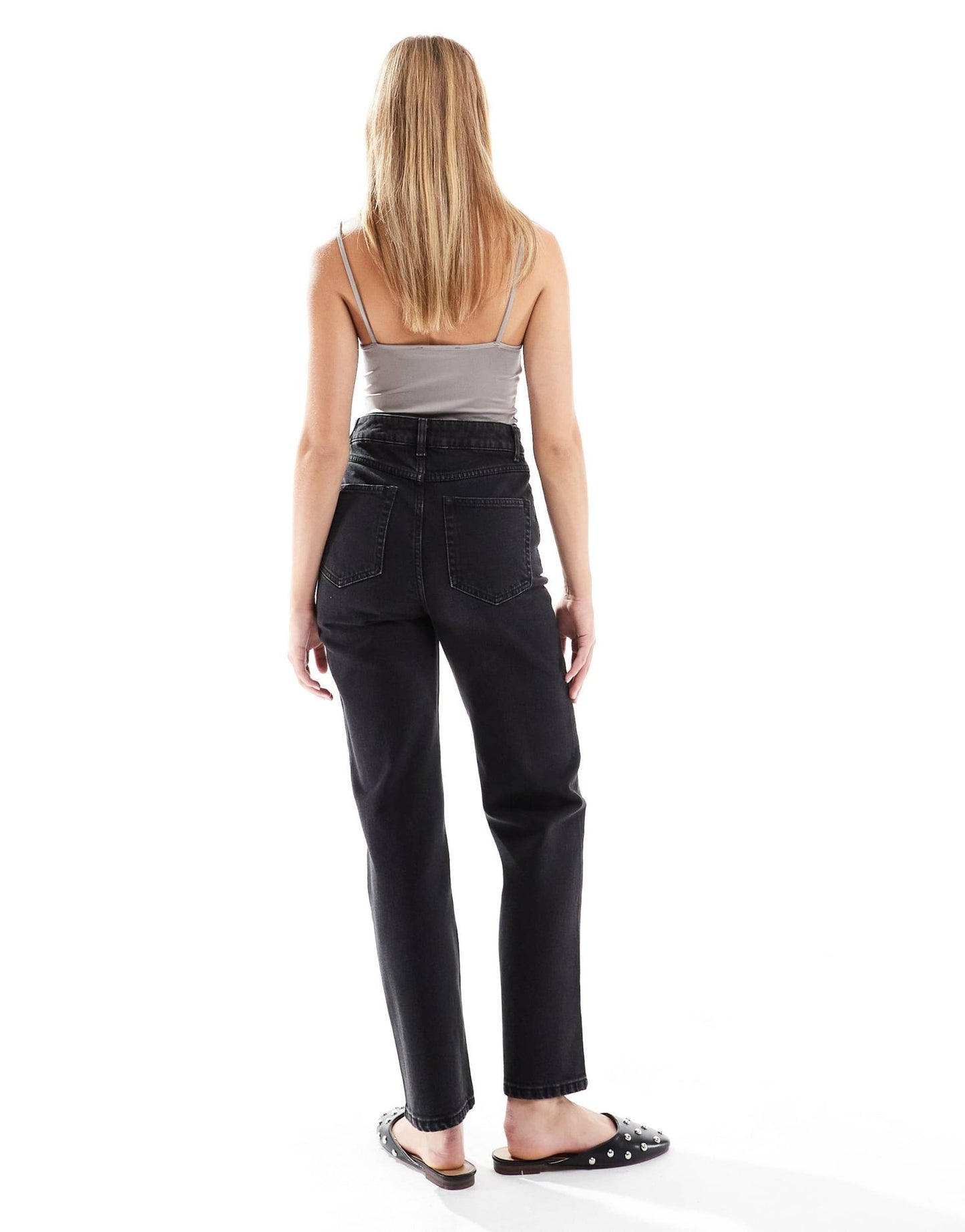 ASOS DESIGN mid rise relaxed straight ankle grazer jean in black - ASOS Sample Sale