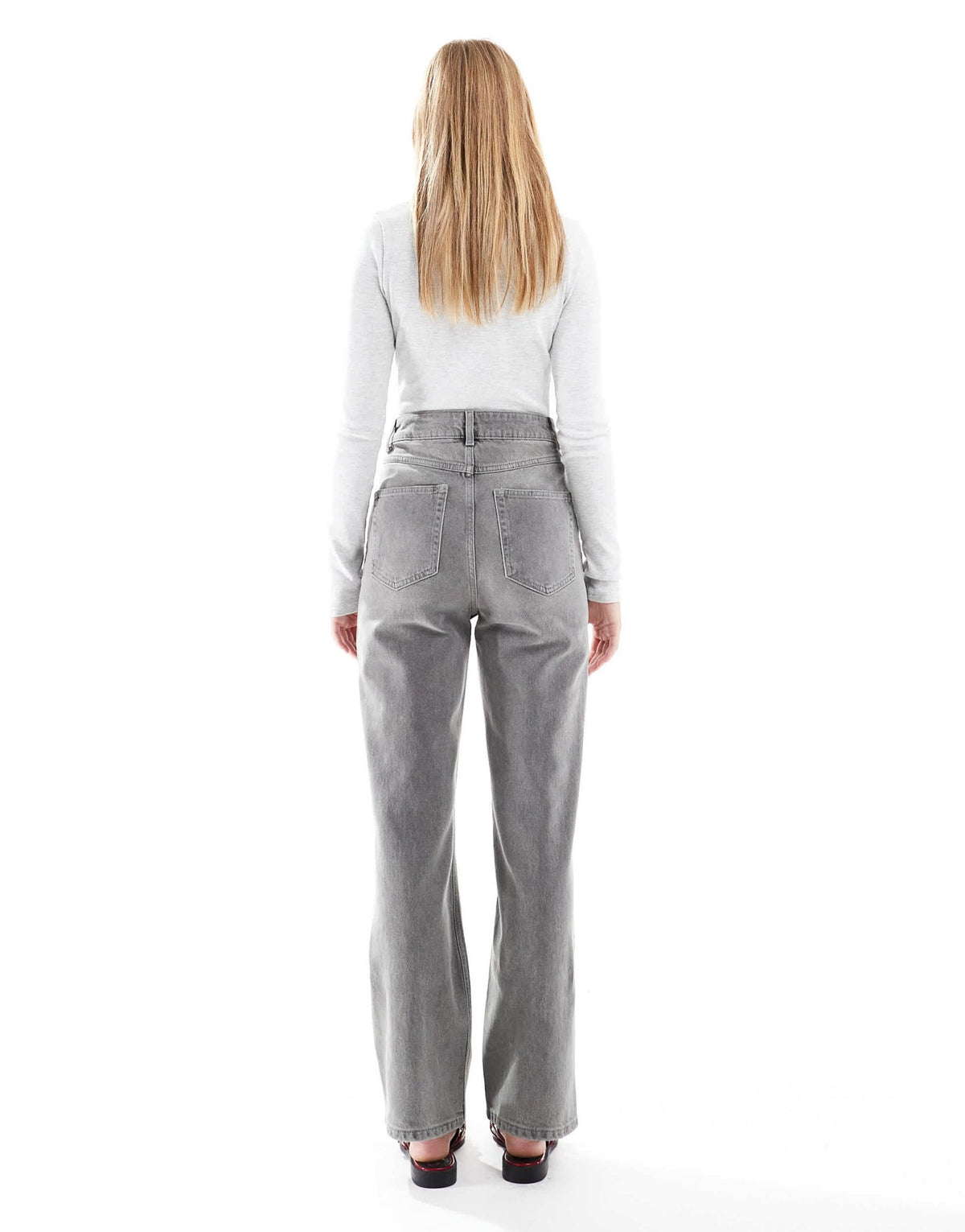 ASOS DESIGN mid rise relaxed straight grazer jean in grey - ASOS Sample Sale