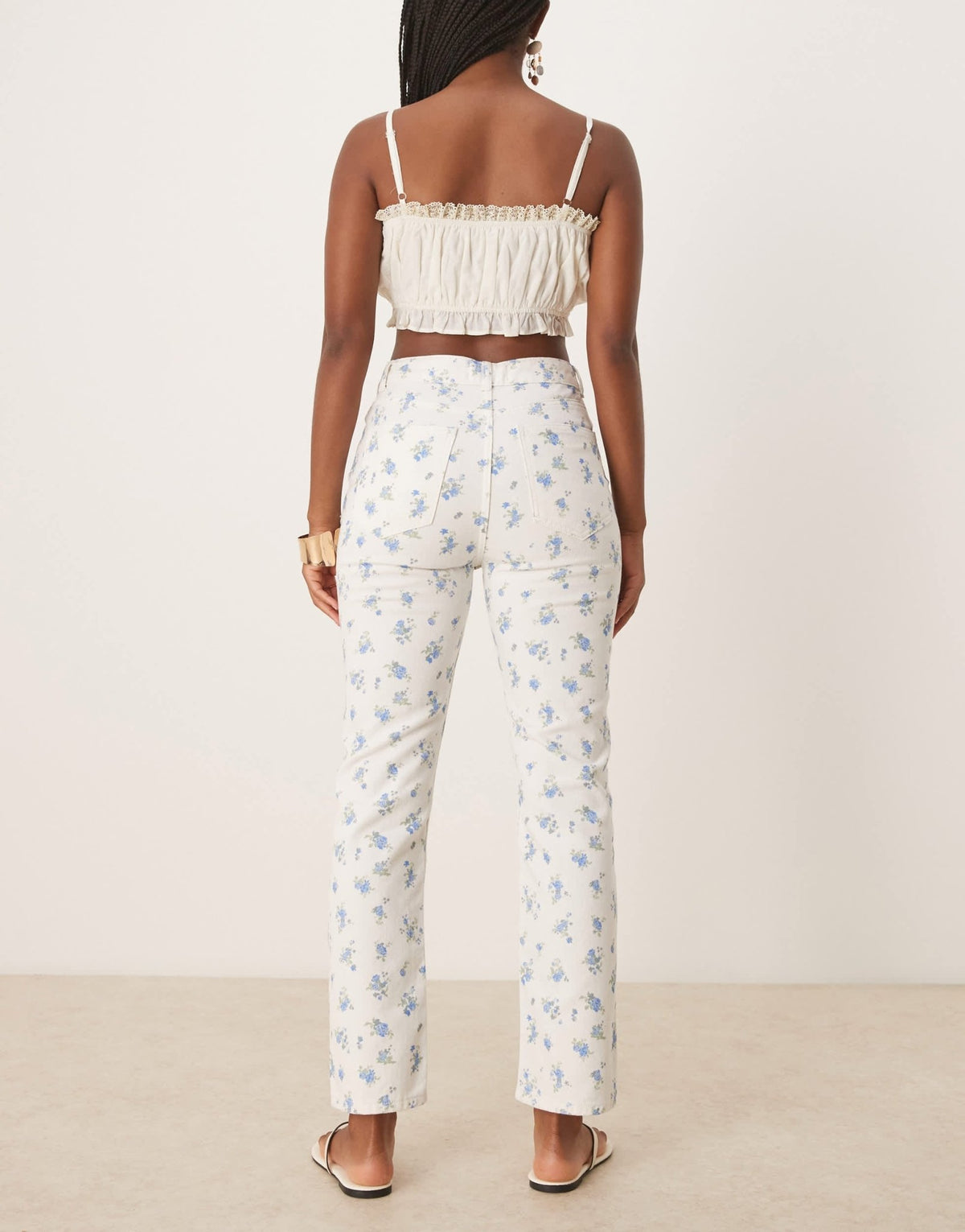 ASOS DESIGN mid rise straight jeans in floral print - ASOS Sample Sale