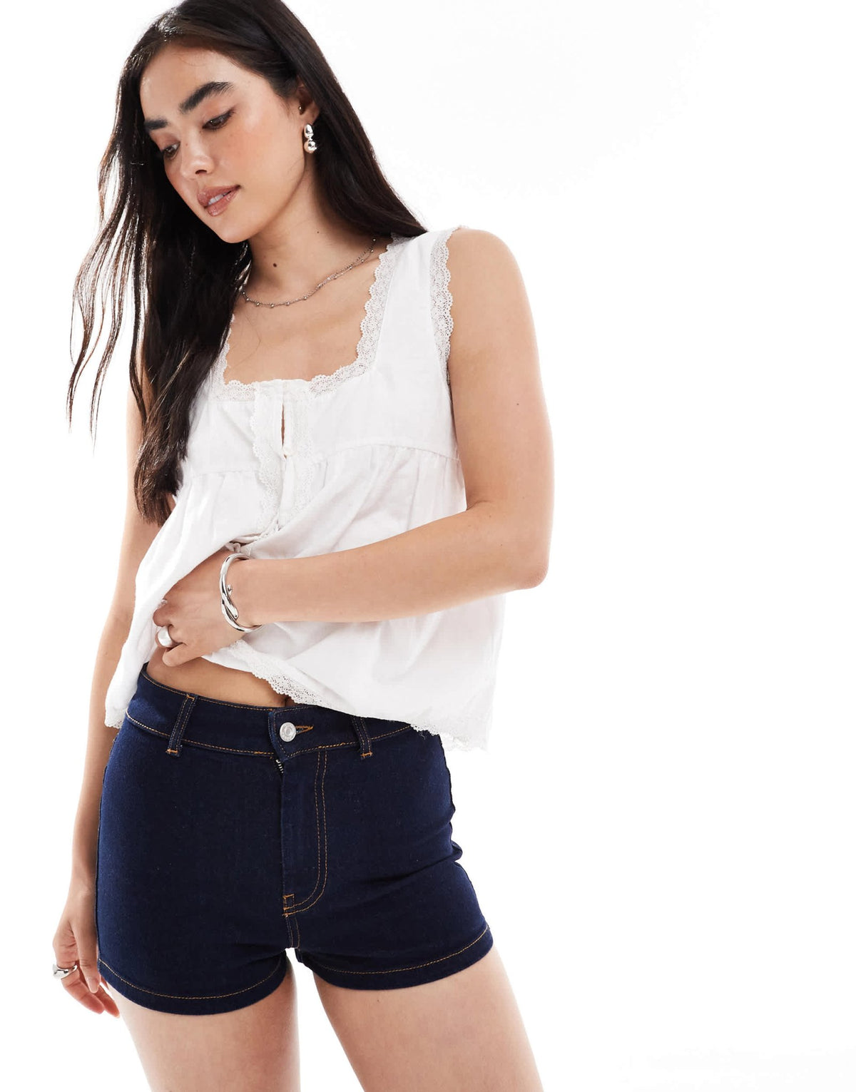 ASOS DESIGN mid rise stretch denim micro short in indigo - ASOS Sample Sale