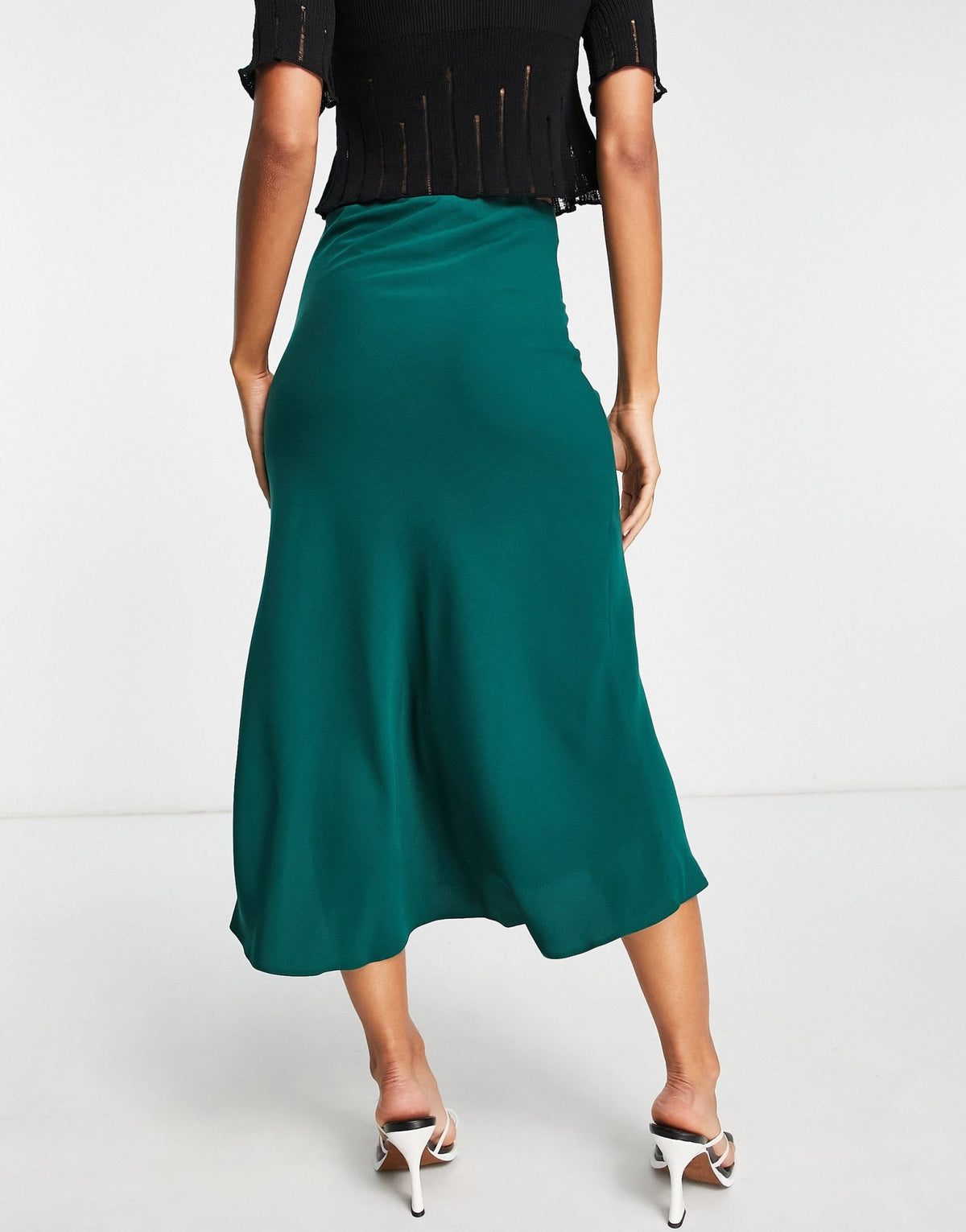 ASOS DESIGN midi skirt with ruched side and button detail in dark green - ASOS Sample Sale