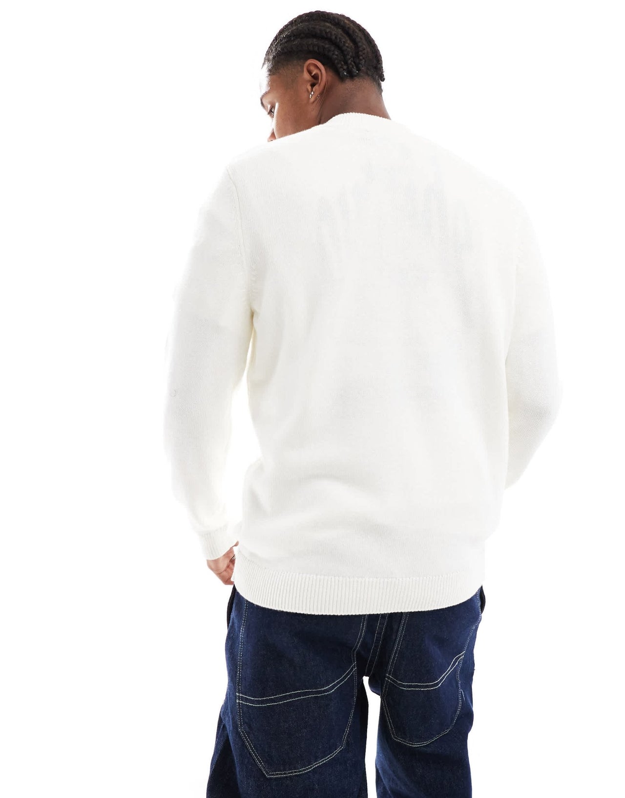 ASOS DESIGN midweight knitted quarter zip jumper in white - ASOS Sample Sale