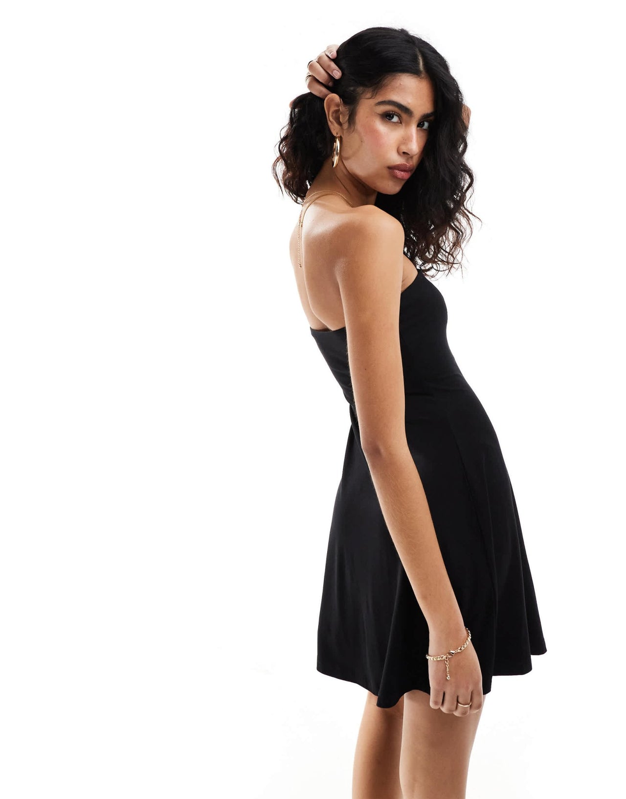 ASOS DESIGN mini bandeau dress with flare hem in black - ASOS Sample Sale
