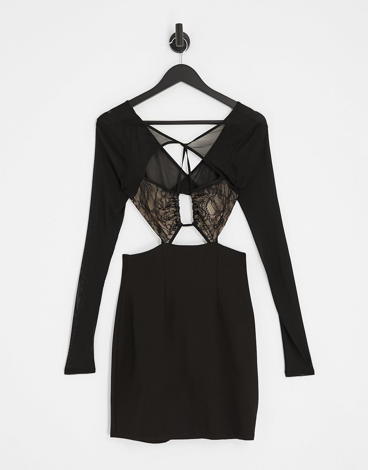 ASOS DESIGN mini dress with ruched lace bodice in black - ASOS Sample Sale