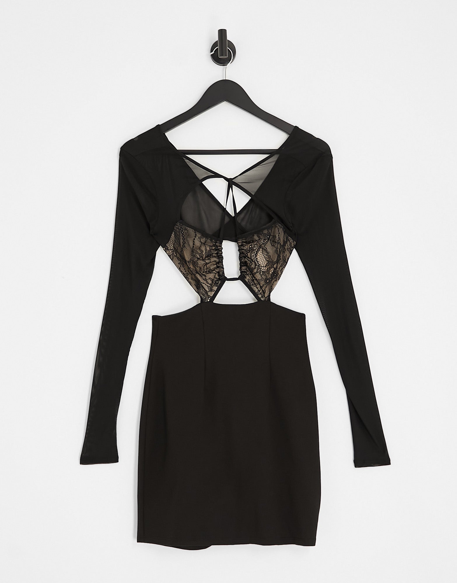 ASOS DESIGN mini dress with ruched lace bodice in black - ASOS Sample Sale