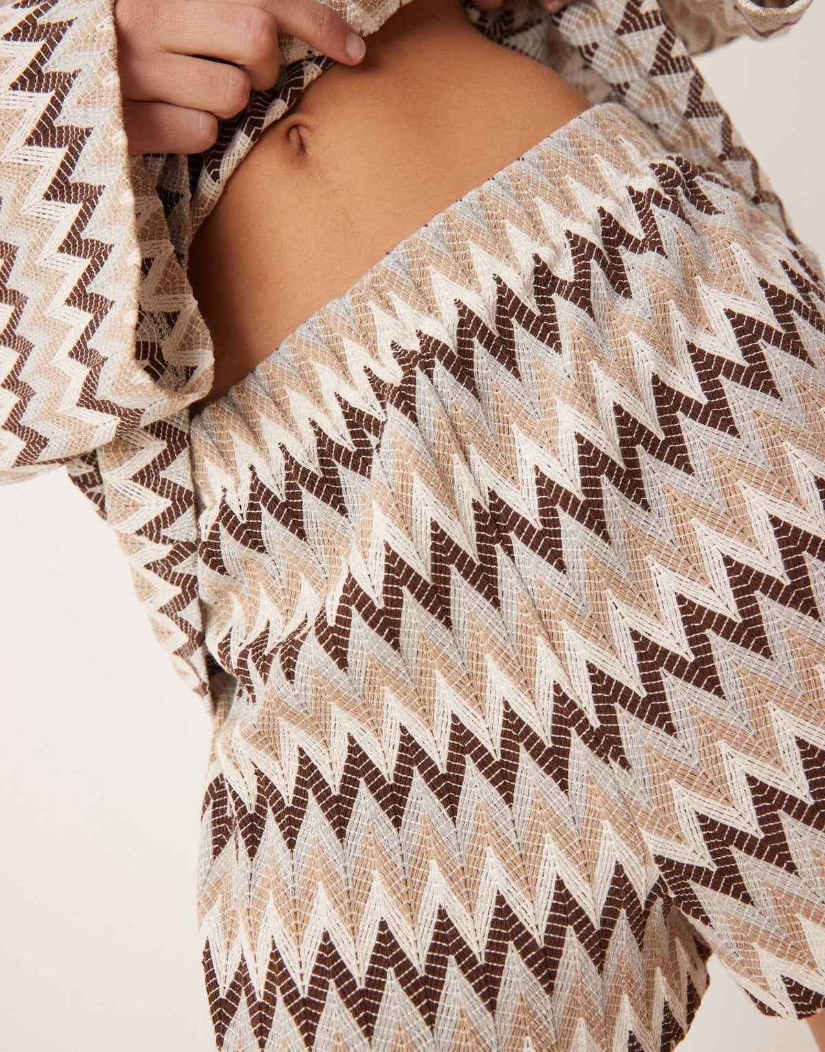 ASOS DESIGN mini short co-rd in brown chevron stripe - ASOS Sample Sale