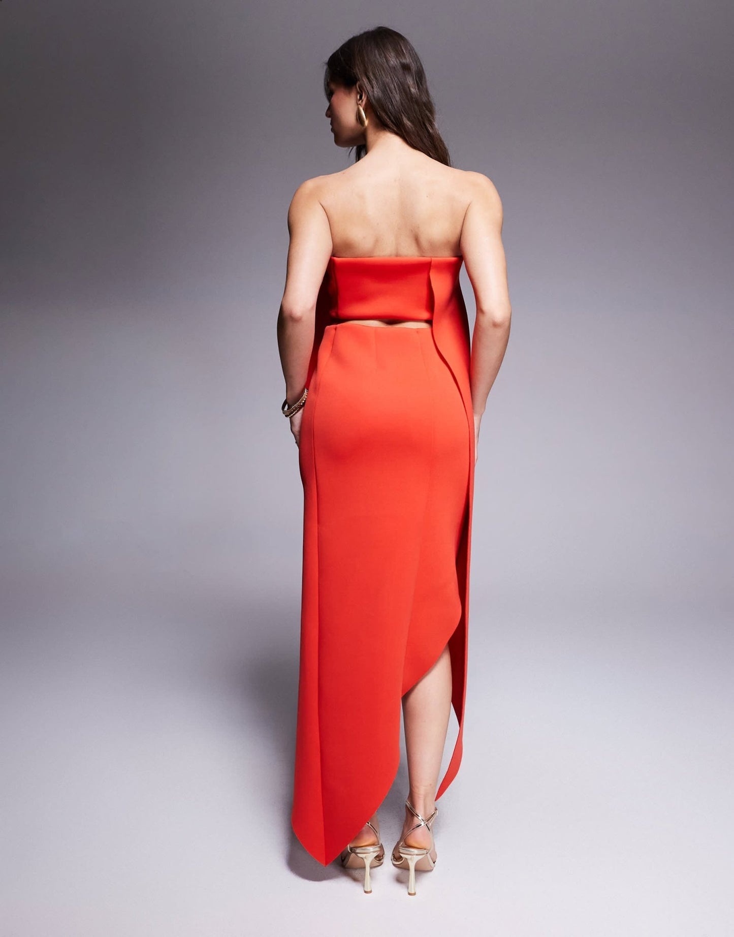 ASOS DESIGN minimal midi dress with wrap round body detailing in red - ASOS Sample Sale