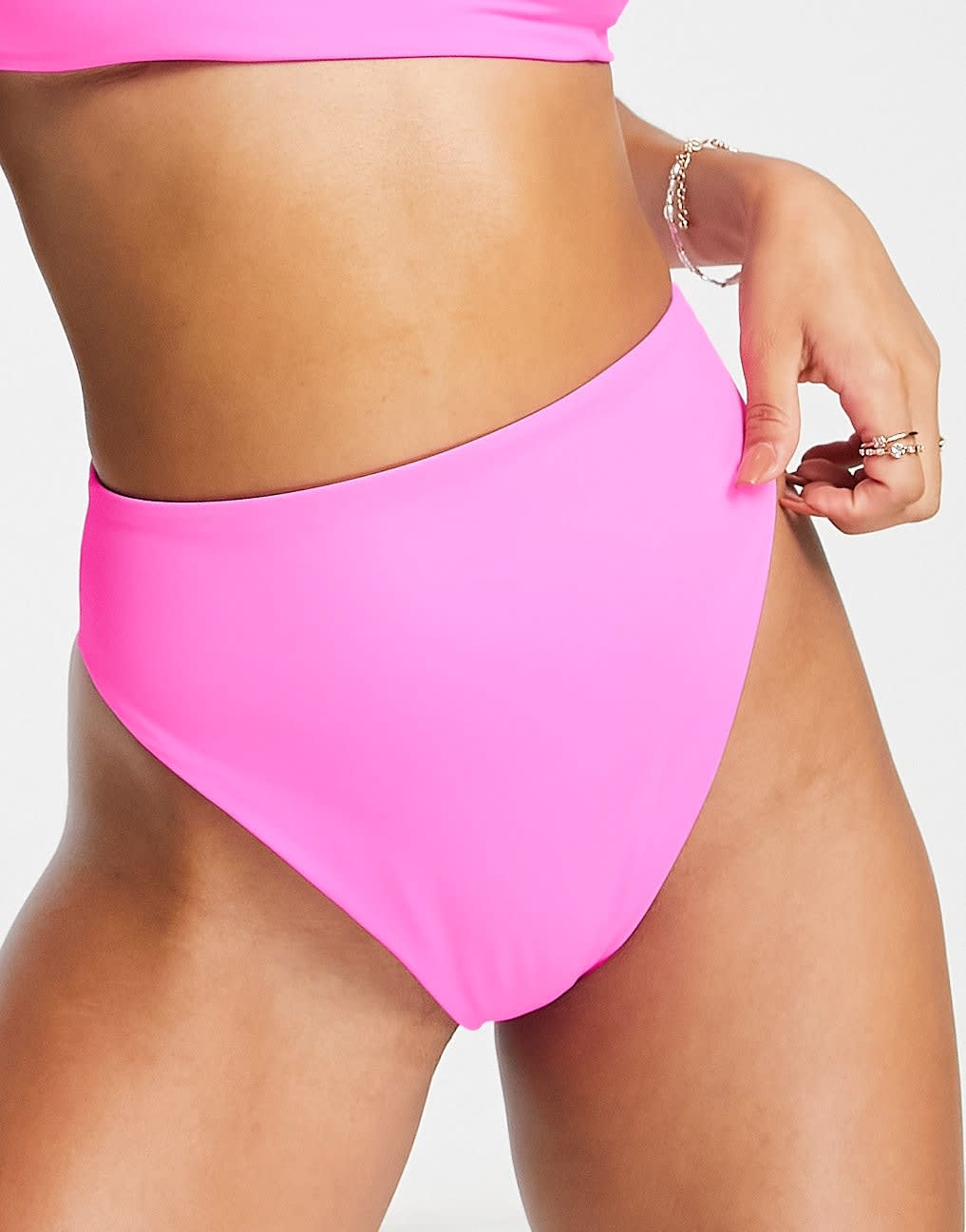 ASOS DESIGN mix and match high leg high waist bikini bottom in bright pink - ASOS Sample Sale