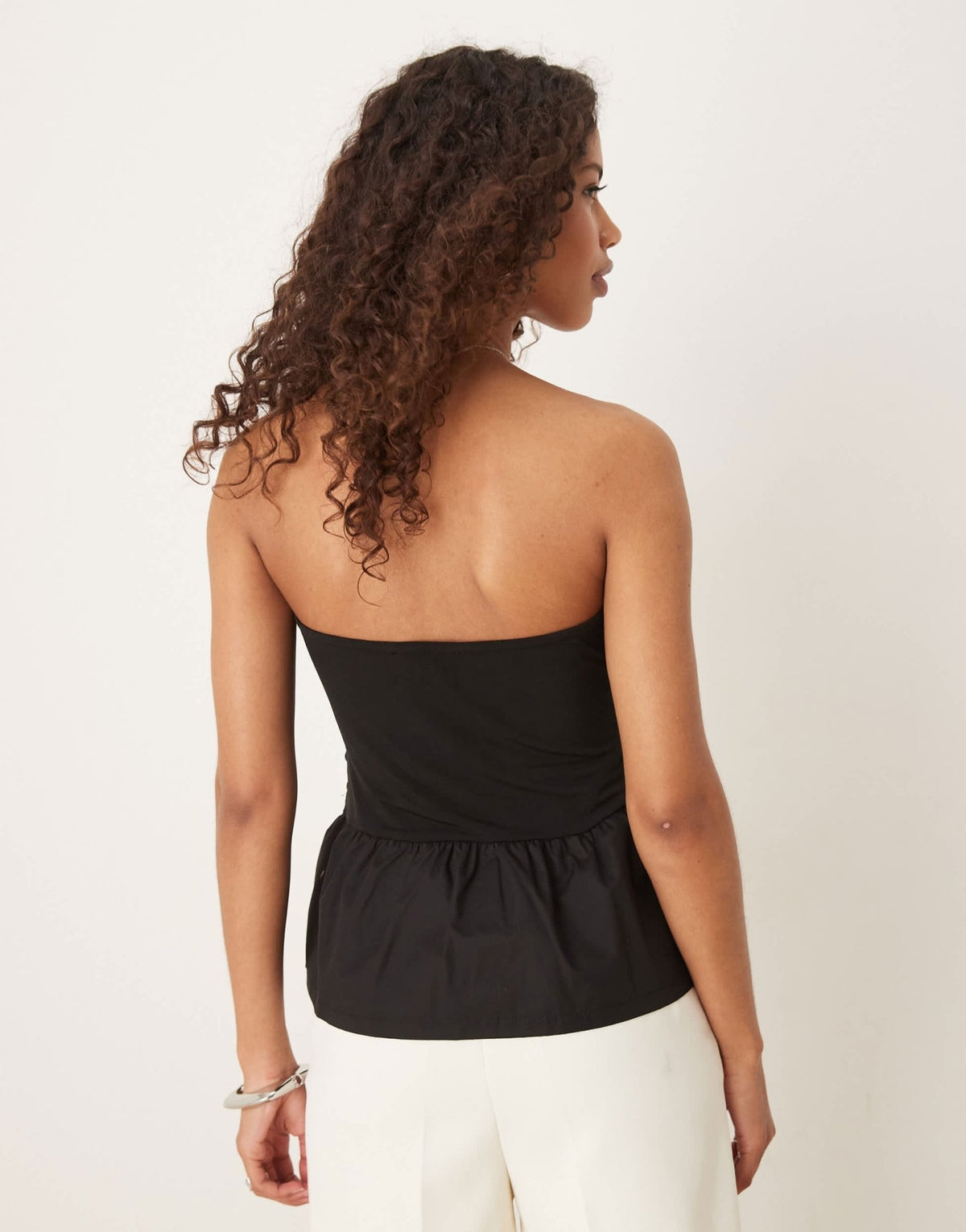 ASOS DESIGN mix bandeau top with ruching detail in black - ASOS Sample Sale