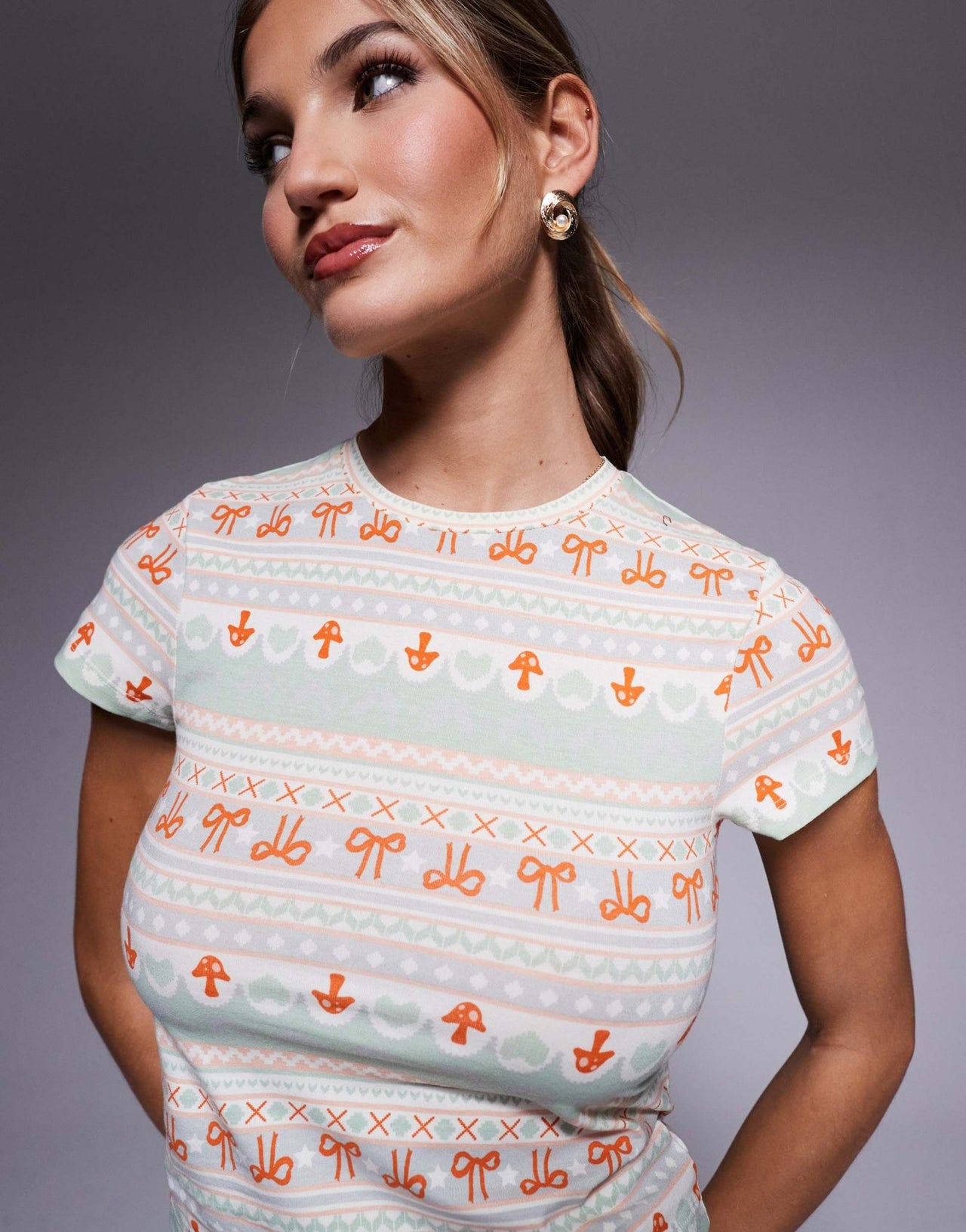 ASOS DESIGN mix & match pyjama tee in fairisle print - ASOS Sample Sale