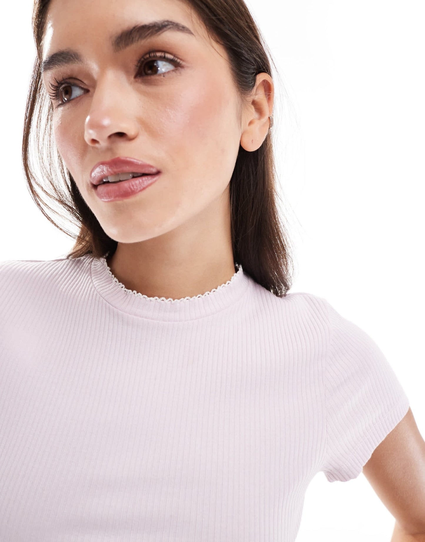 ASOS DESIGN mix & match rib pyjama tee in lilac - ASOS Sample Sale