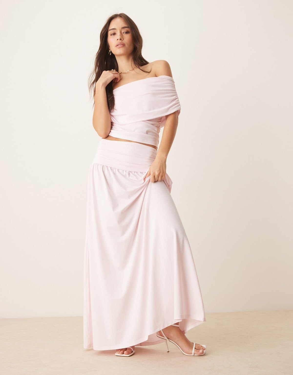 ASOS DESIGN mix & match ruched bardot in pastel pink - ASOS Sample Sale