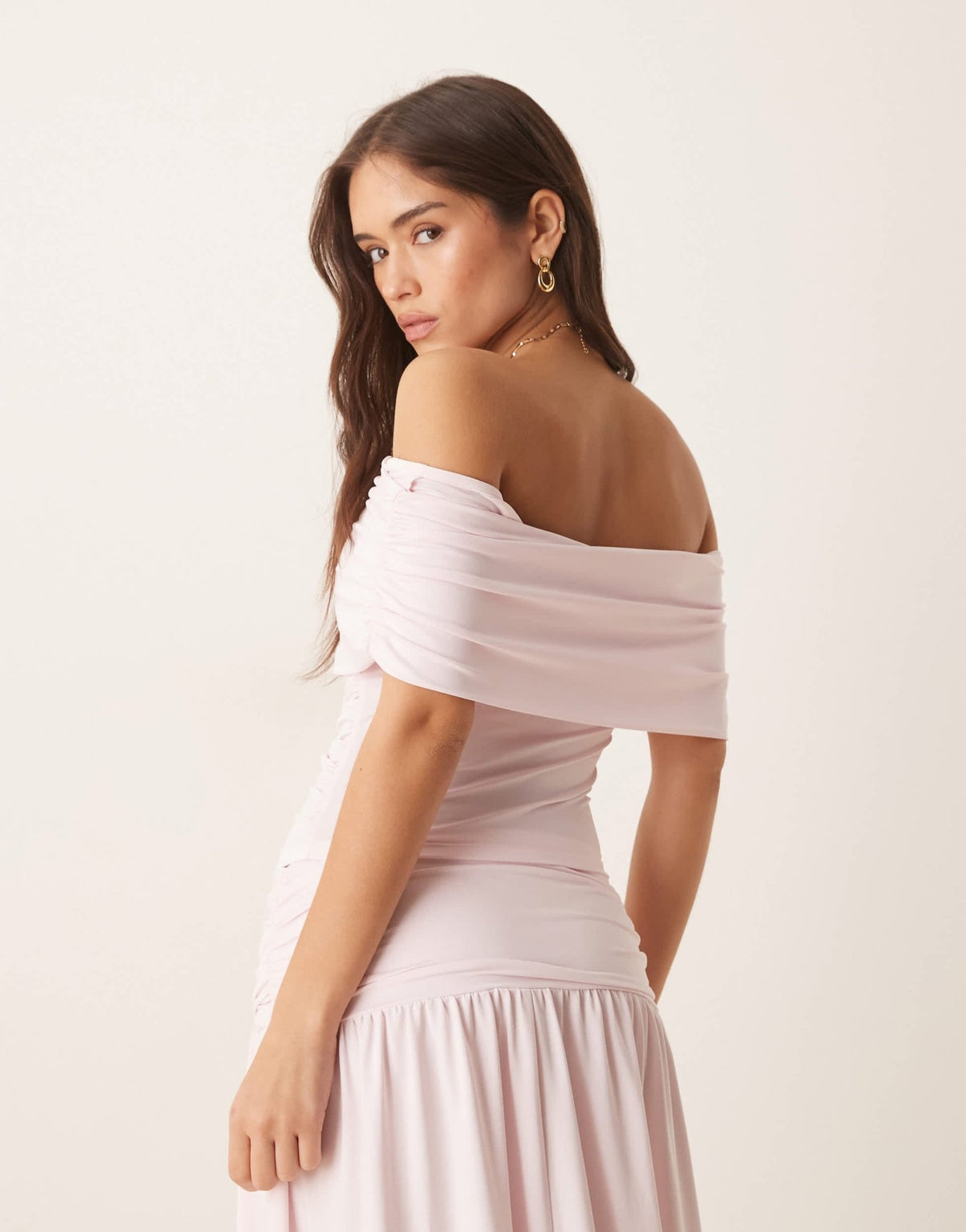 ASOS DESIGN mix & match ruched bardot in pastel pink - ASOS Sample Sale