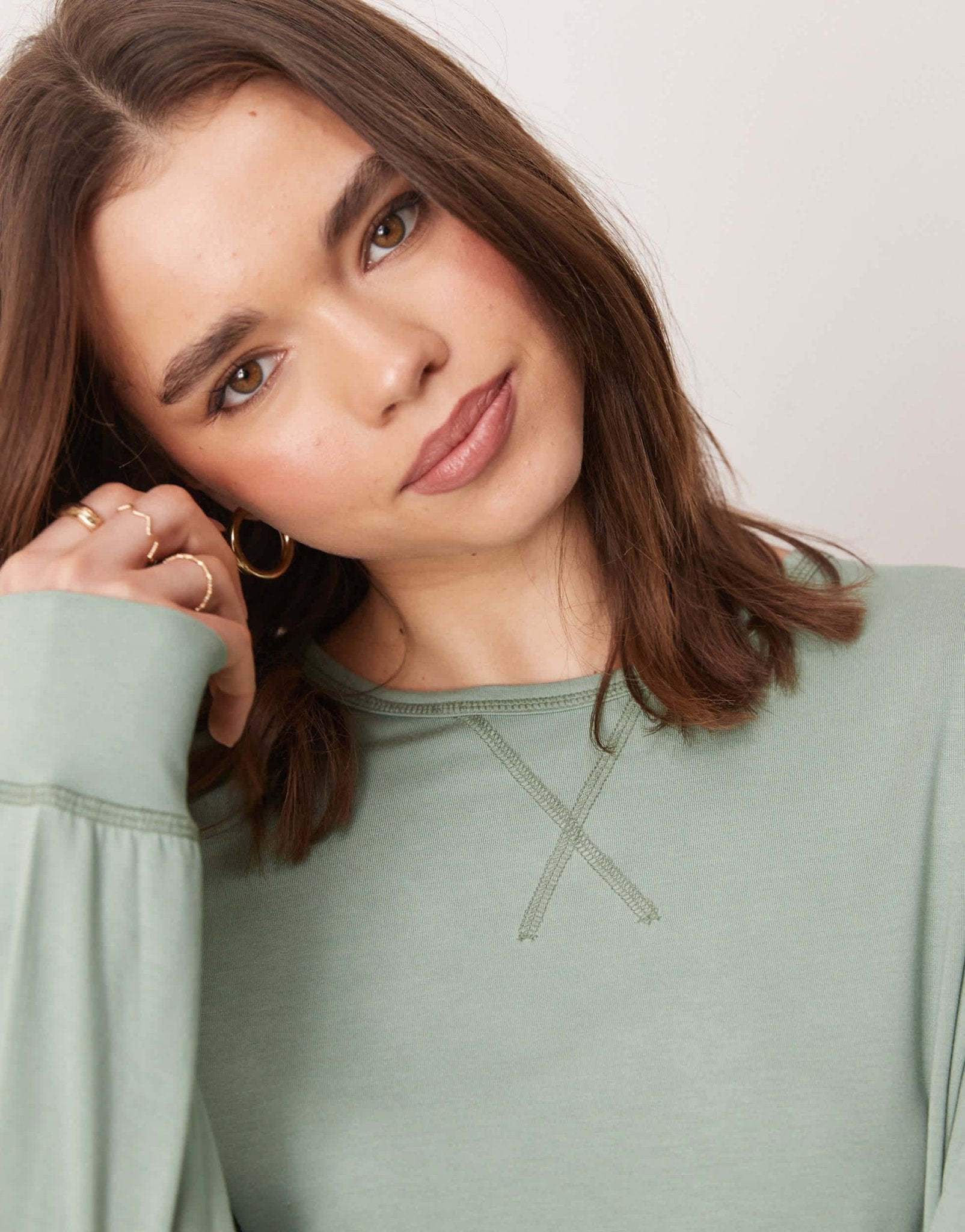 ASOS DESIGN mix & match super soft long sleeve oversize pyjama top in green - ASOS Sample Sale