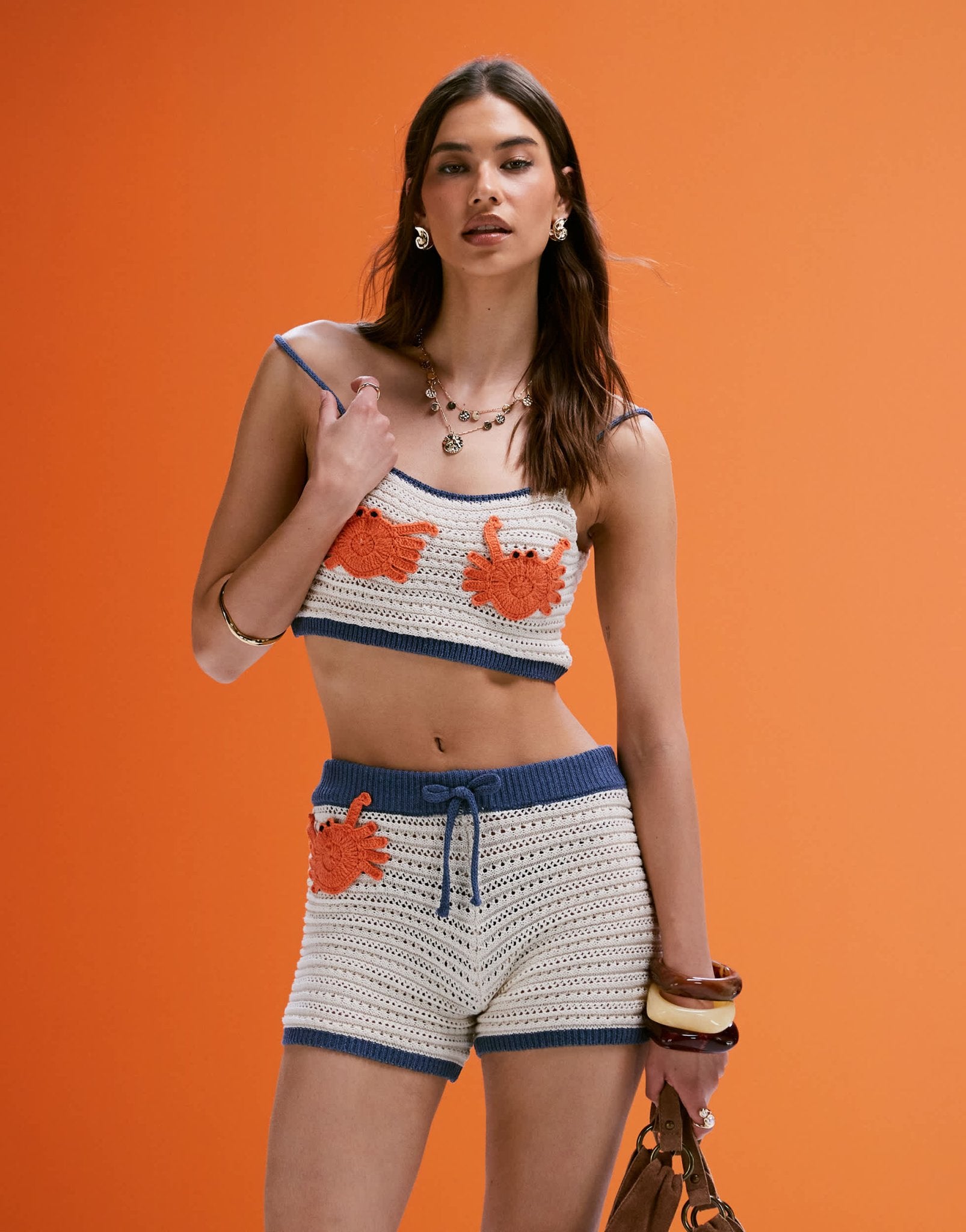 ASOS DESIGN mock crochet shorts with applique crab co-ord - ASOS Sample Sale