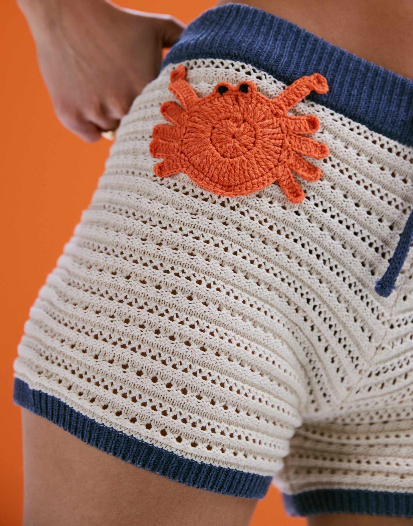 ASOS DESIGN mock crochet shorts with applique crab co-ord - ASOS Sample Sale