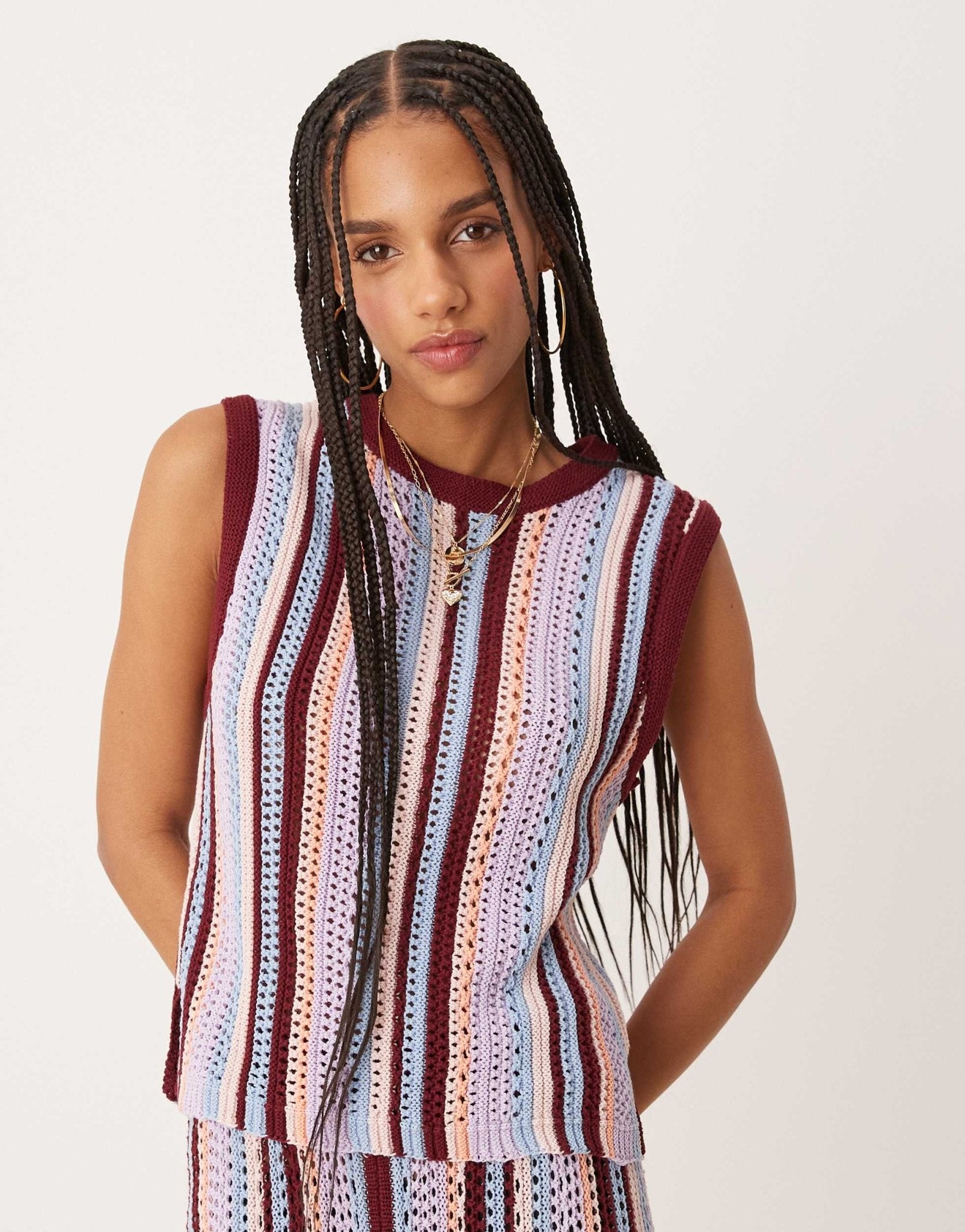 ASOS DESIGN mock crochet vertical stripe tank in multi - ASOS Sample Sale