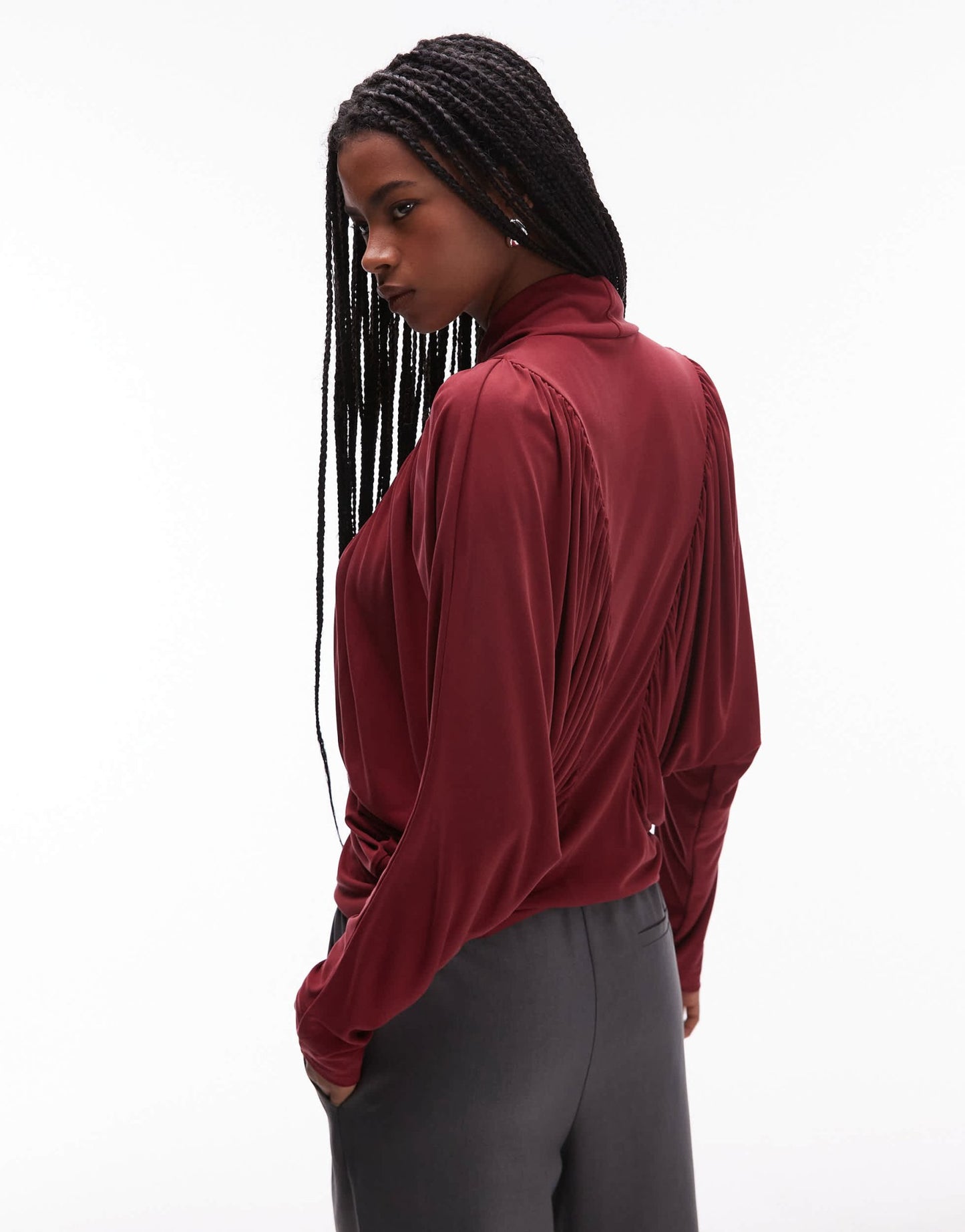 ASOS DESIGN modal batwing sleeve top in cherry red - ASOS Sample Sale