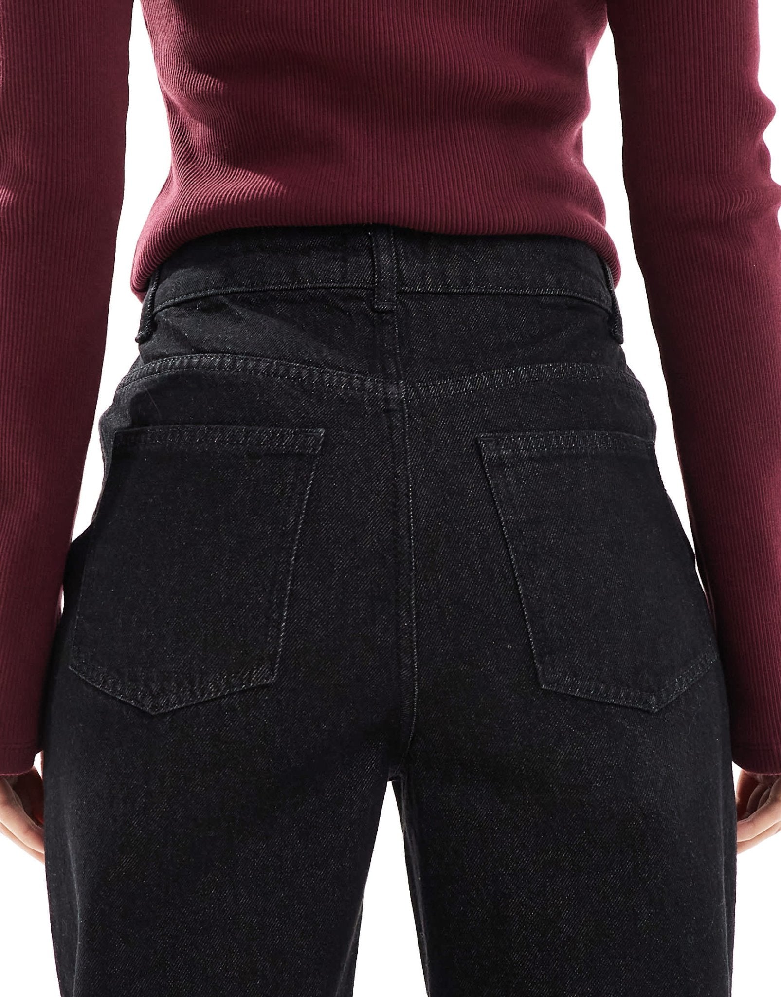 ASOS DESIGN mom jean with contrast stitching in black ecru - ASOS Sample Sale
