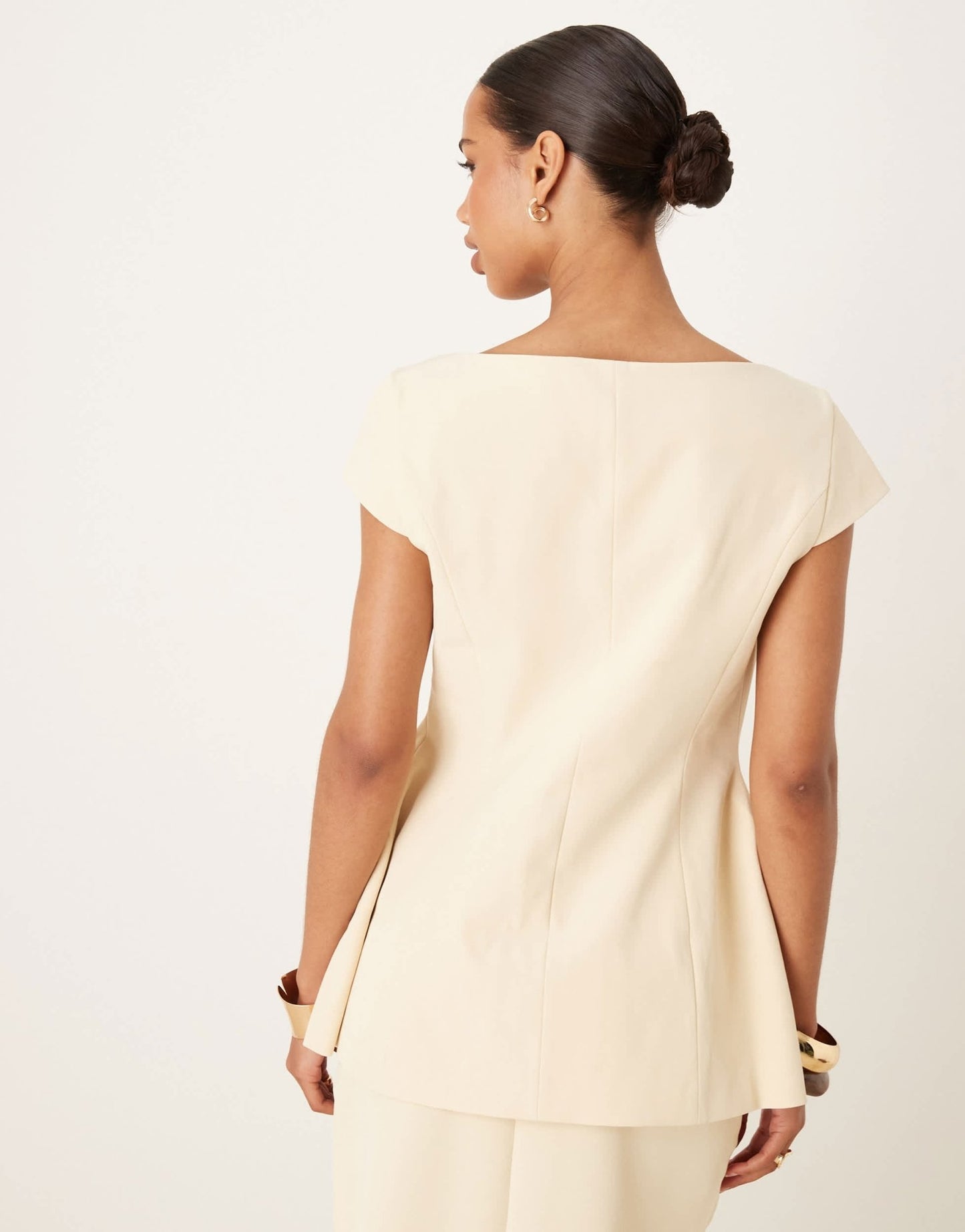 ASOS DESIGN moulded hip cap sleeve blazer co - ord in buttermilk - ASOS Sample Sale