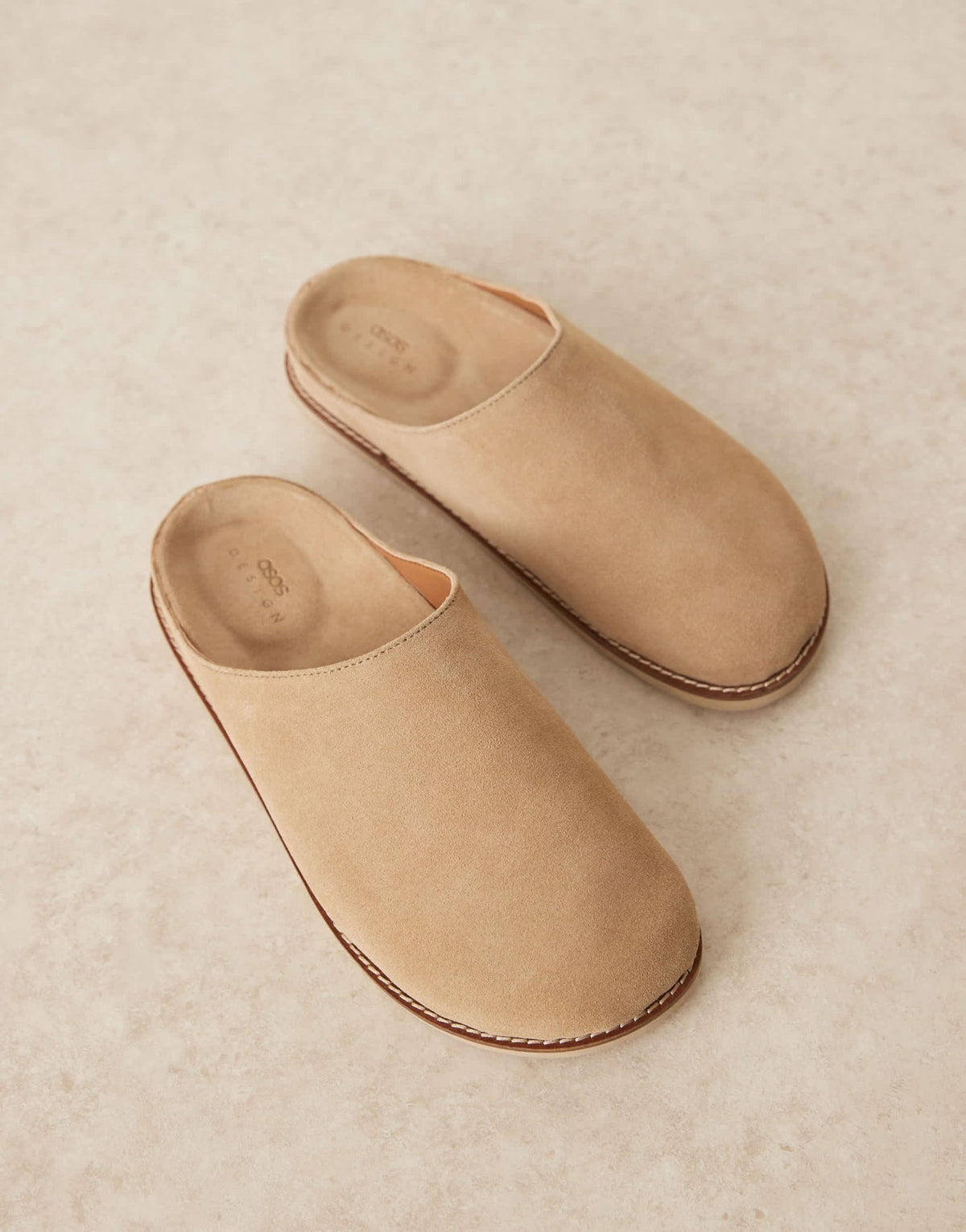 ASOS DESIGN mule clog sandals in stone suede - ASOS Sample Sale
