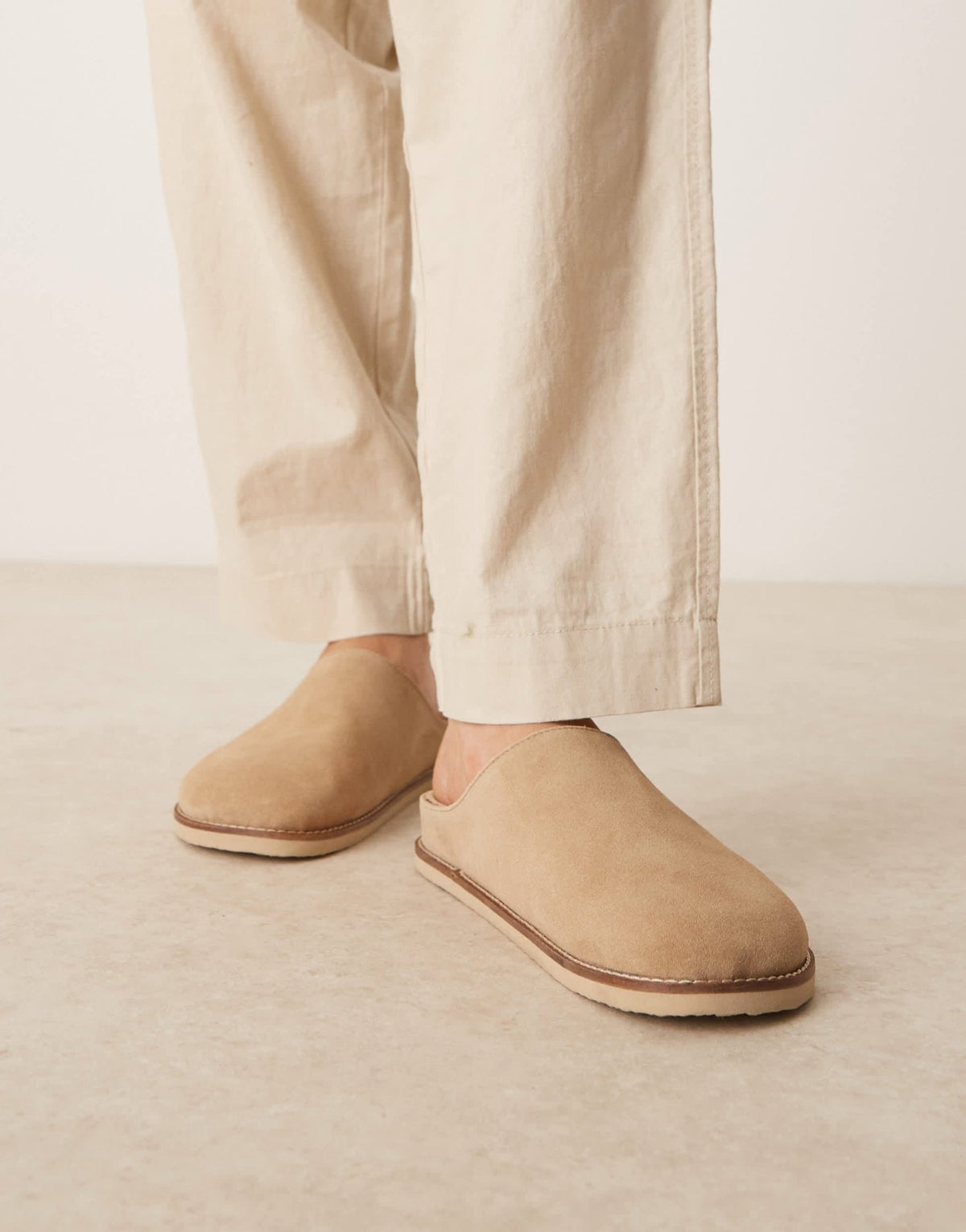 ASOS DESIGN mule clog sandals in stone suede - ASOS Sample Sale