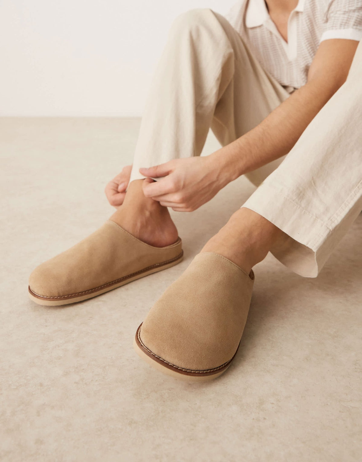 ASOS DESIGN mule clog sandals in stone suede - ASOS Sample Sale