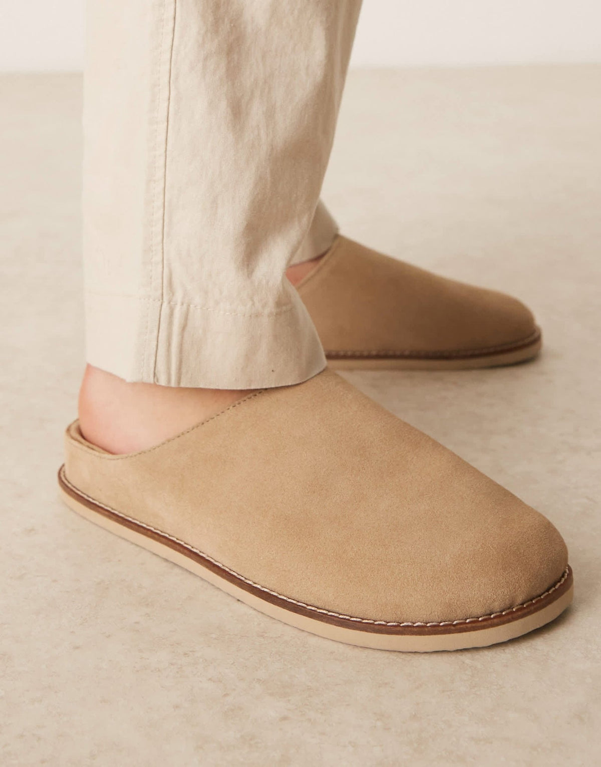 ASOS DESIGN mule clog sandals in stone suede - ASOS Sample Sale