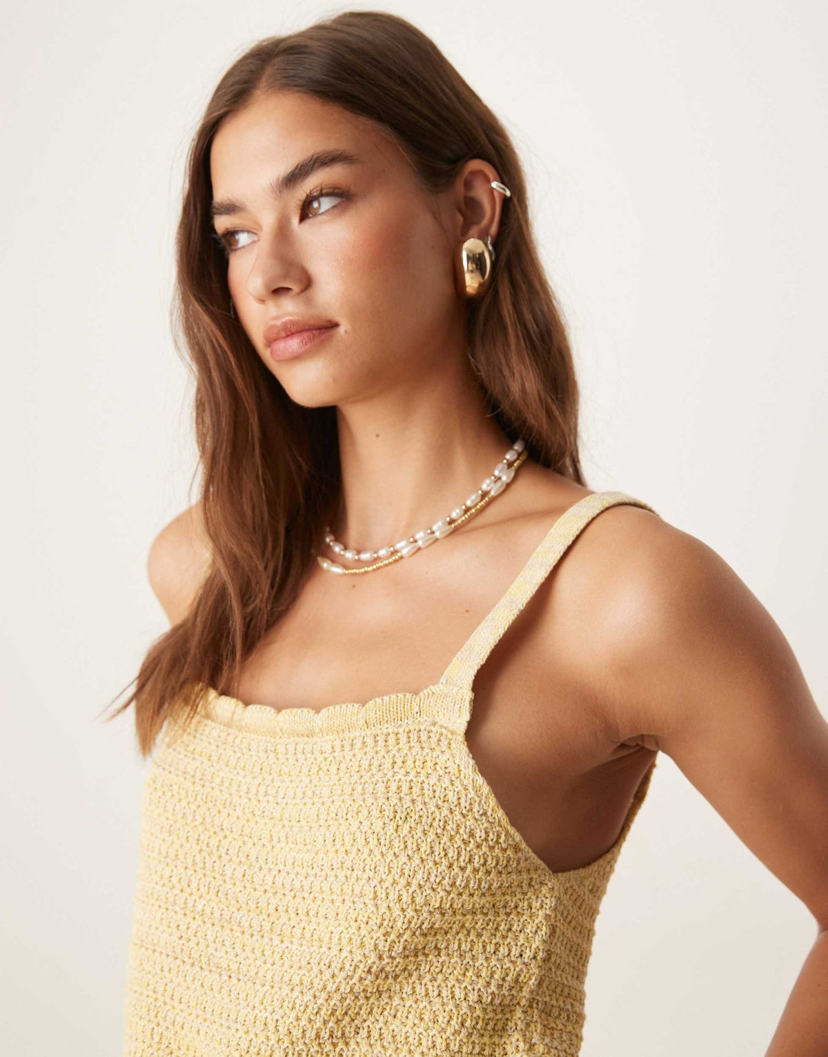 ASOS DESIGN multi ply knitted stitch cami top in yellow - ASOS Sample Sale