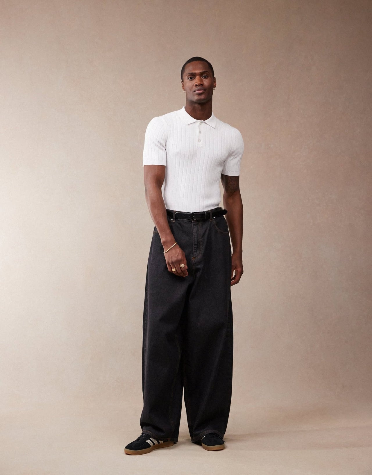 ASOS DESIGN muscle fit knitted rib polo t-shirt in white - ASOS Sample Sale