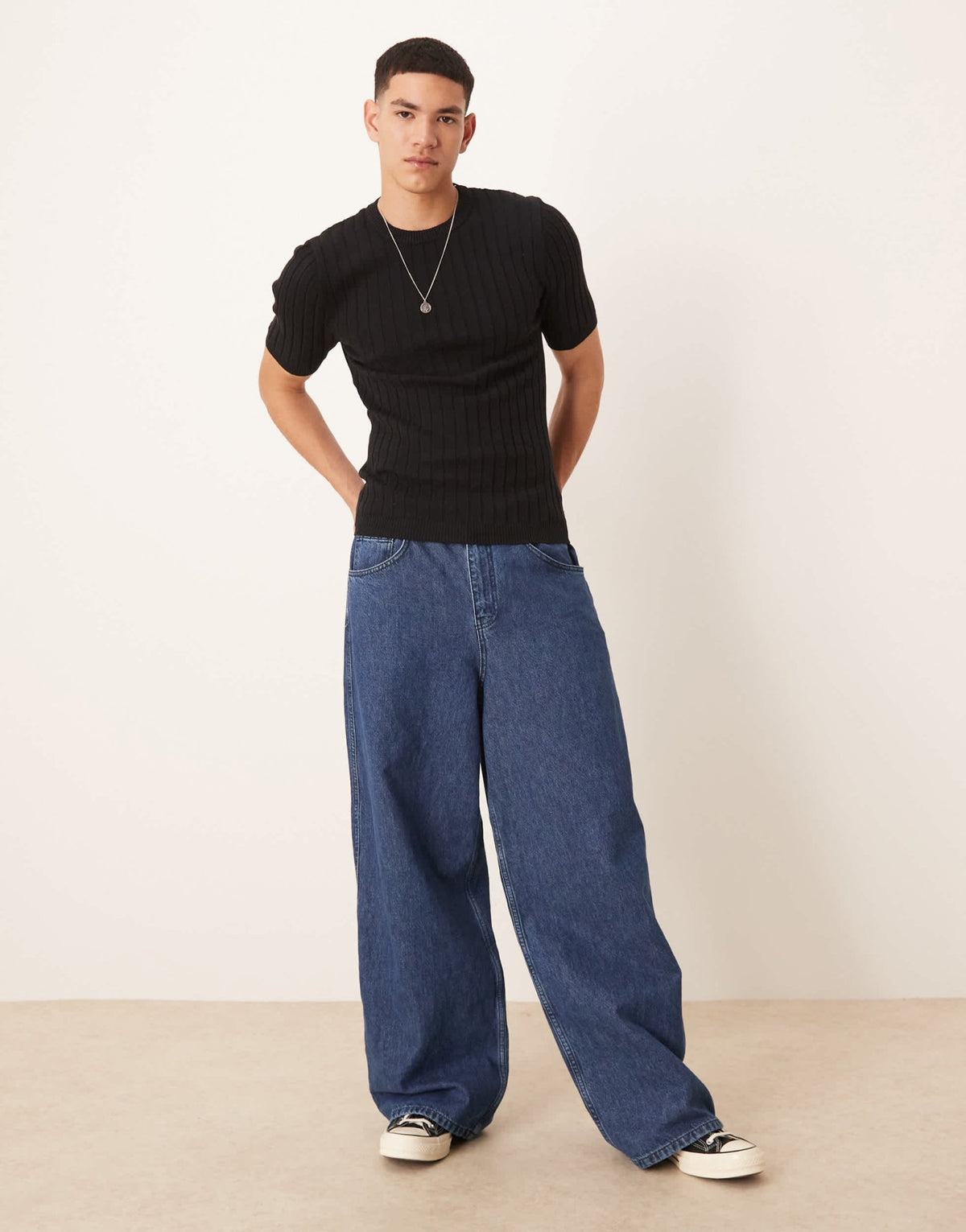 ASOS DESIGN muscle fit lightweight knitted rib t-shirt in black - ASOS Sample Sale