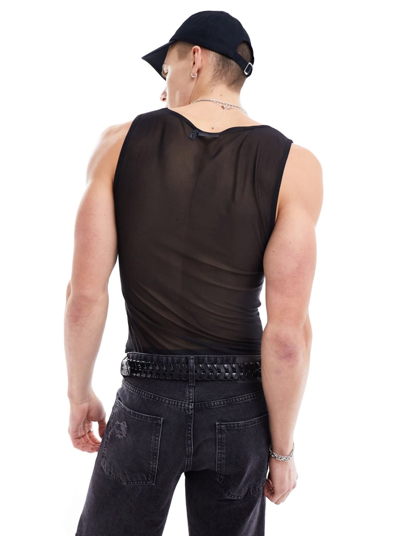 ASOS DESIGN muscle vest in black mesh - ASOS Sample Sale