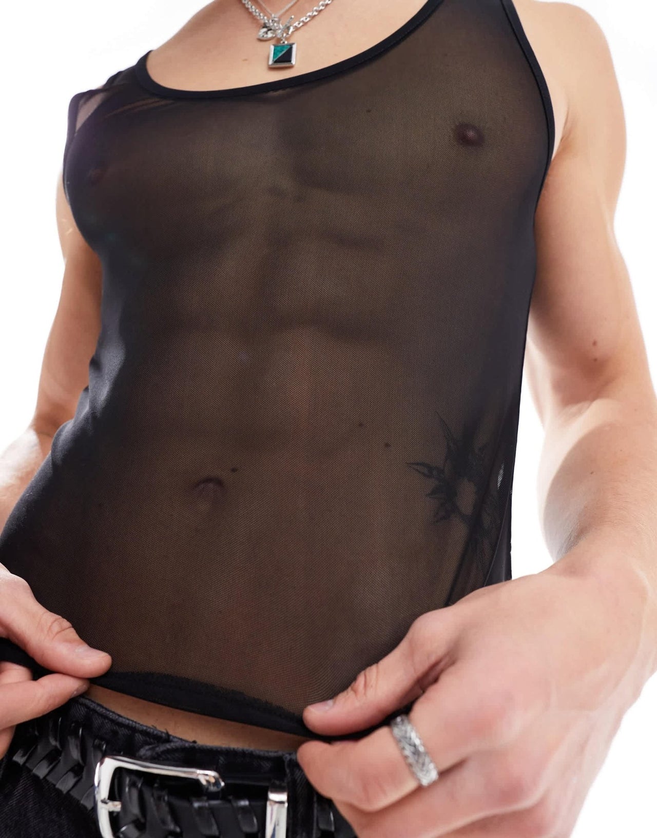ASOS DESIGN muscle vest in black mesh - ASOS Sample Sale