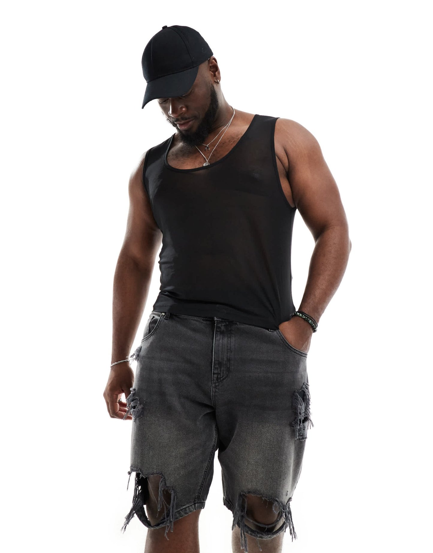 ASOS DESIGN muscle vest in black mesh - ASOS Sample Sale
