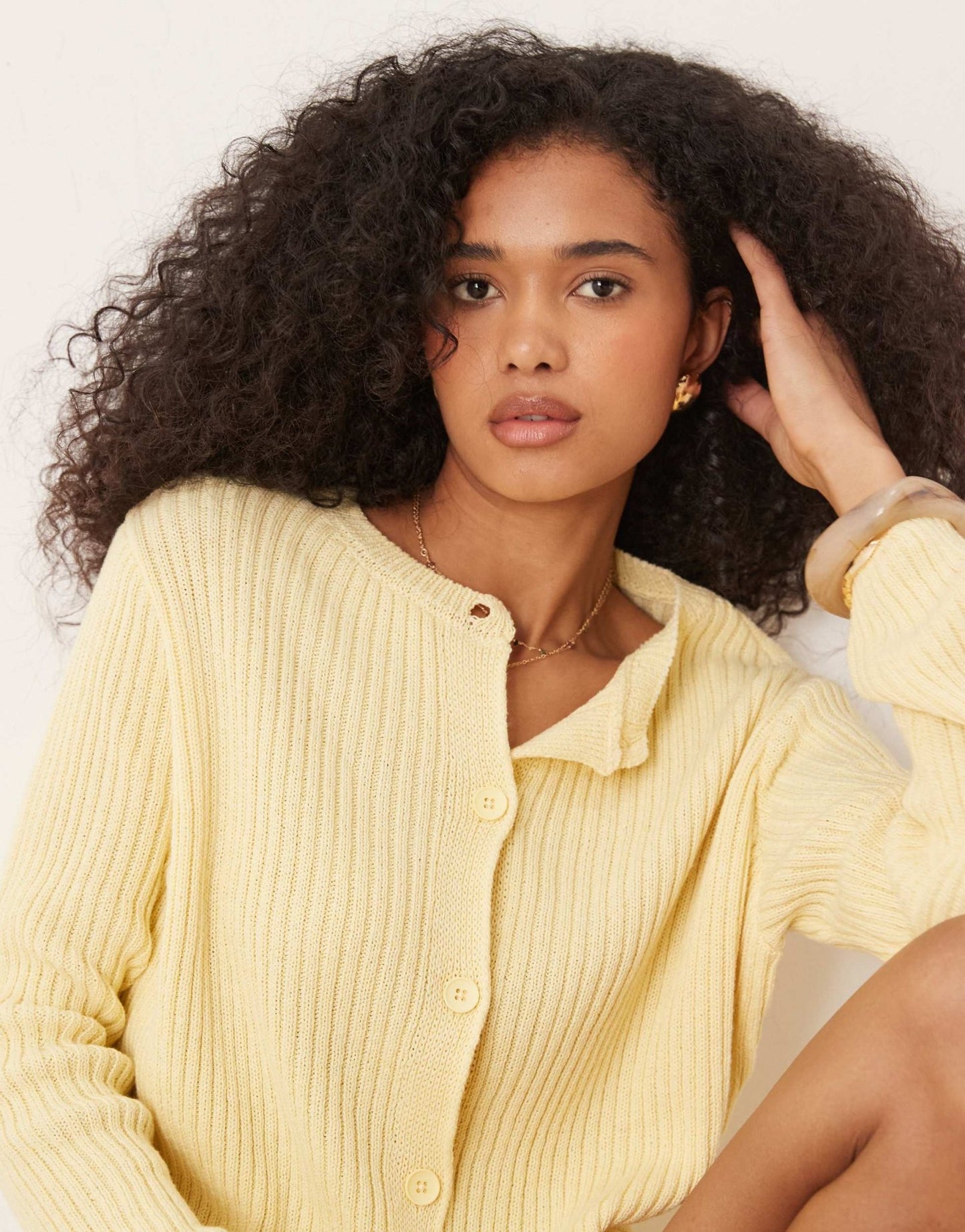 ASOS DESIGN neat fit knitted cardigan in yellow - ASOS Sample Sale