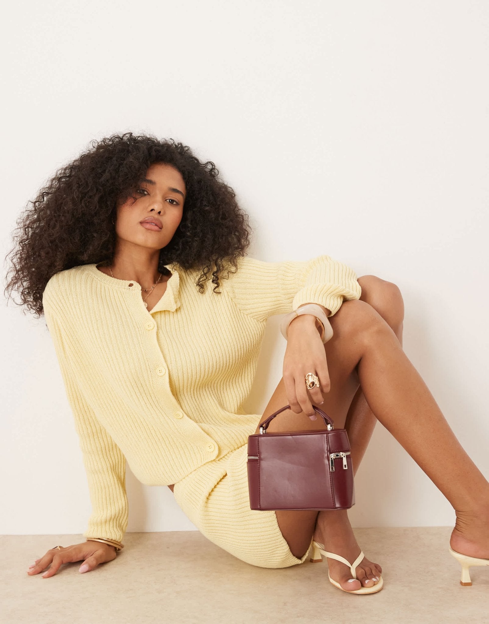 ASOS DESIGN neat fit knitted cardigan in yellow - ASOS Sample Sale