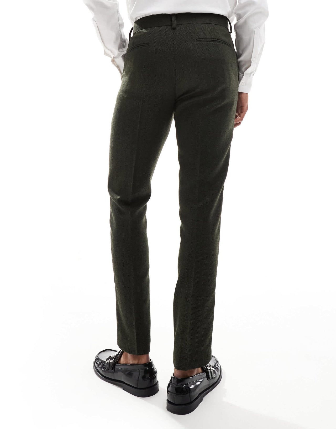 ASOS DESIGN new skinny suit trousers in wool blend olive green herringbone - ASOS Sample Sale