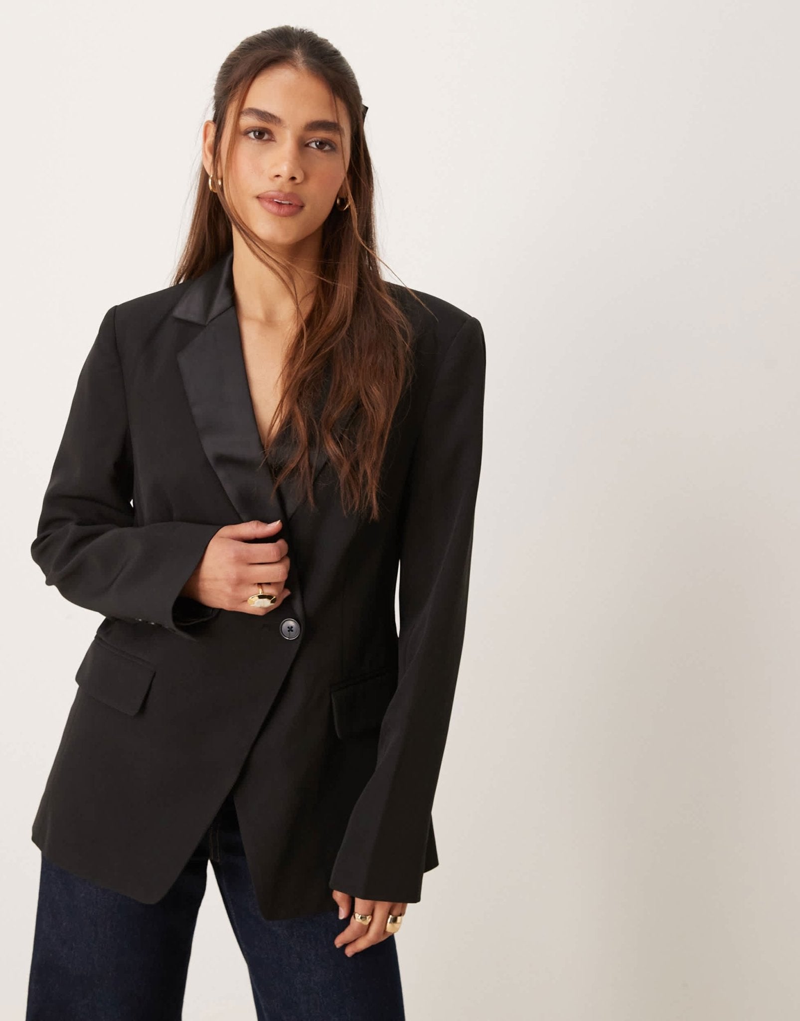 ASOS DESIGN nipped waist tux blazer co - ord in black - ASOS Sample Sale