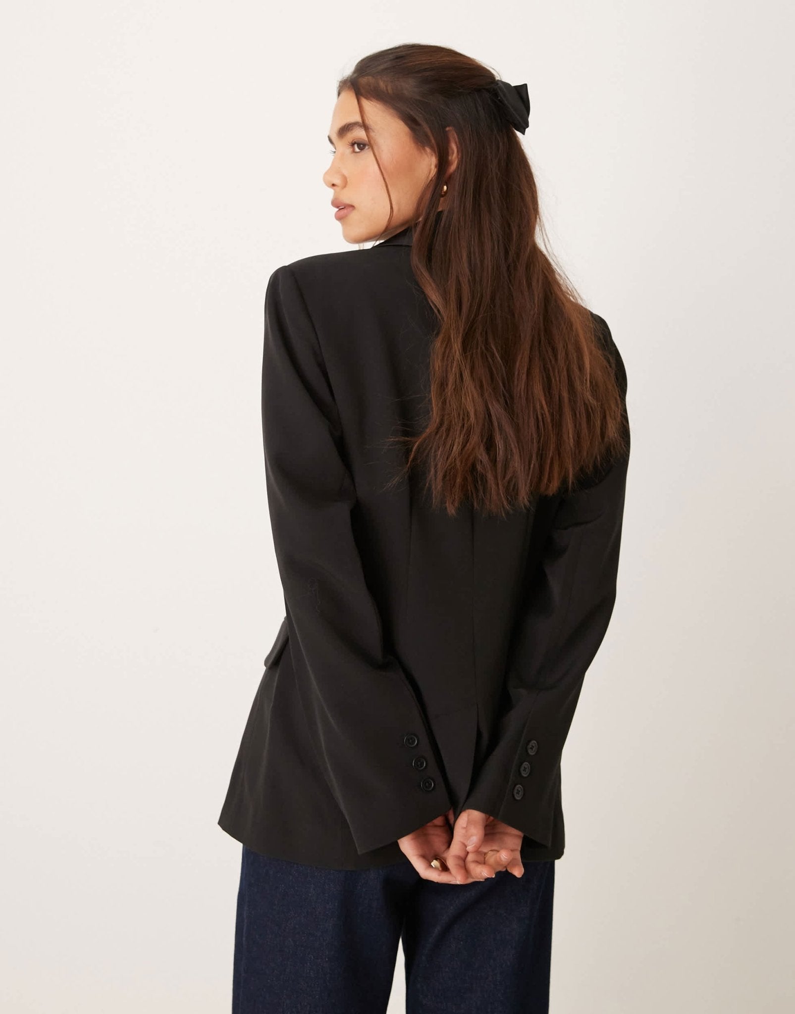 ASOS DESIGN nipped waist tux blazer co - ord in black - ASOS Sample Sale