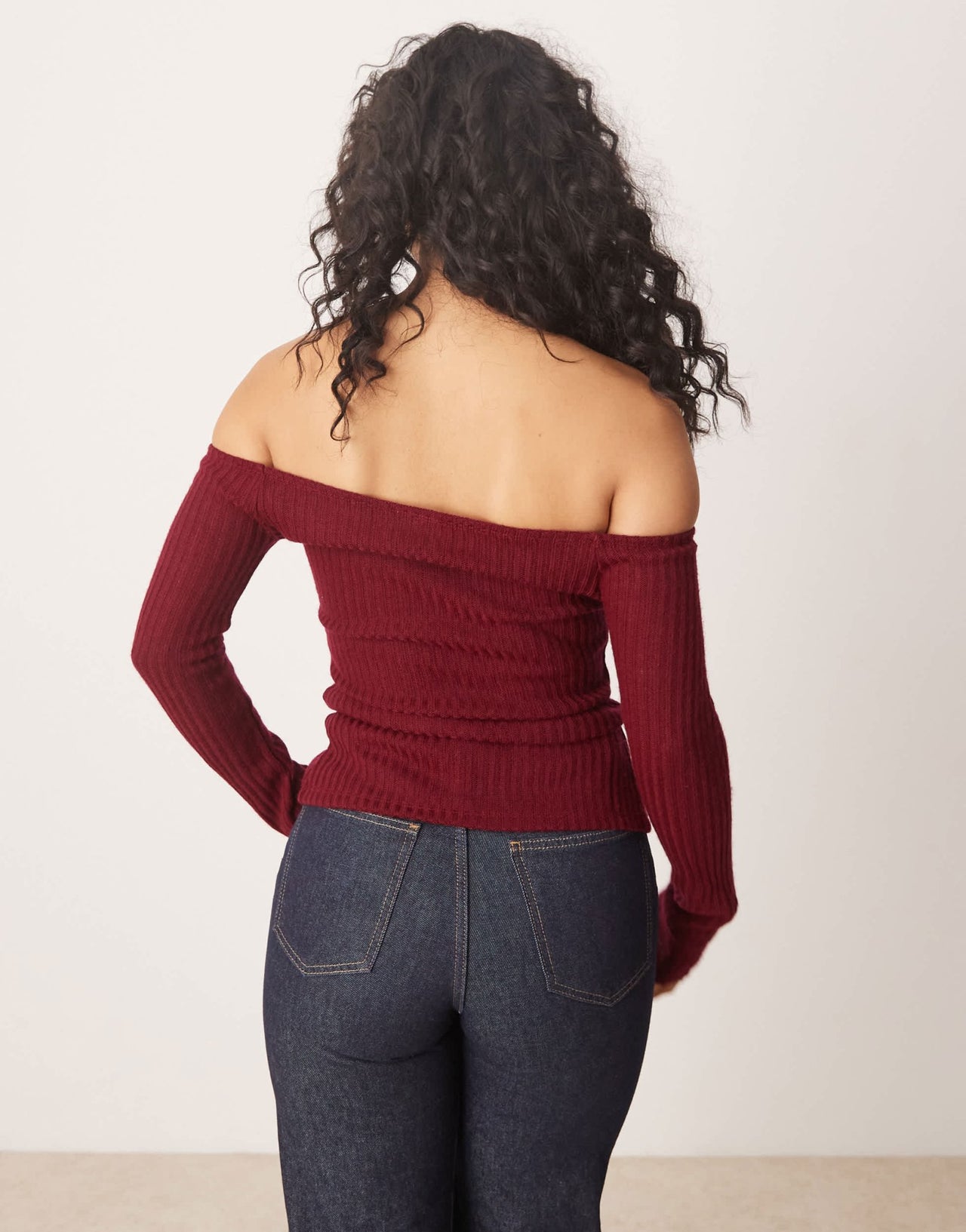 ASOS DESIGN off shoulder cardigan in burgundy - ASOS Sample Sale