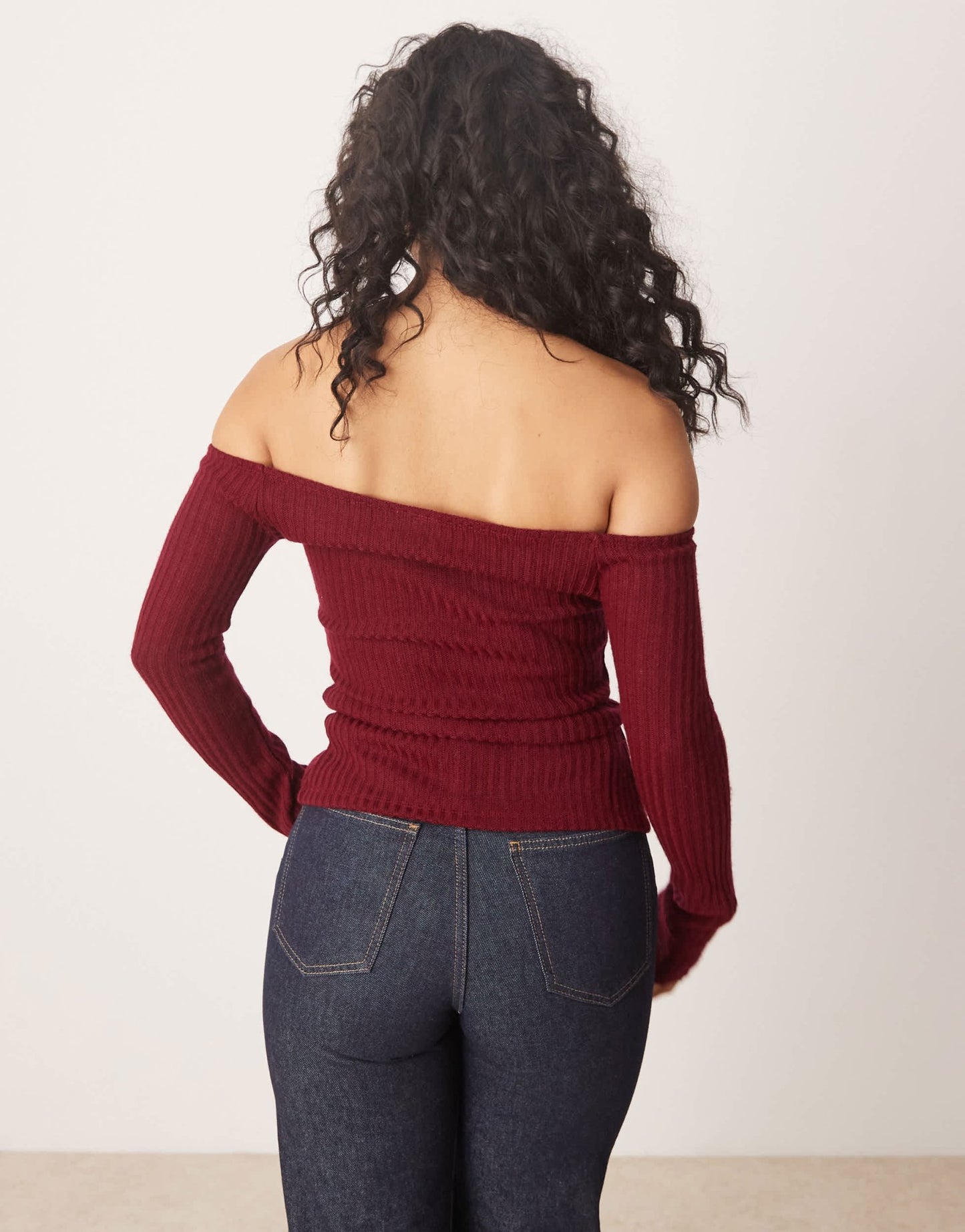 ASOS DESIGN off shoulder cardigan in burgundy - ASOS Sample Sale