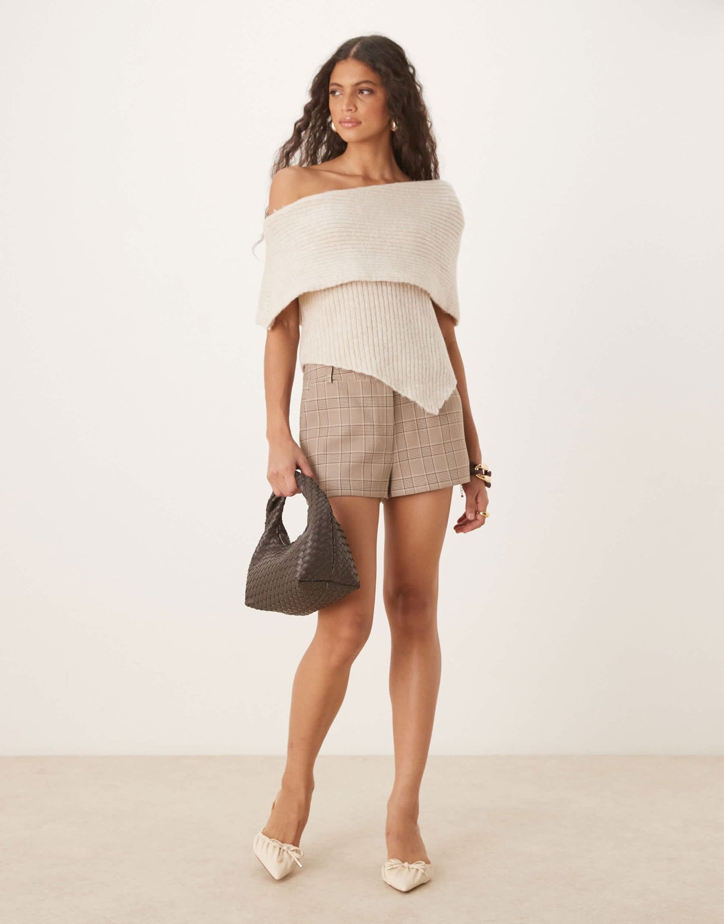 ASOS DESIGN one shoulder knitted top in oatmeal - ASOS Sample Sale